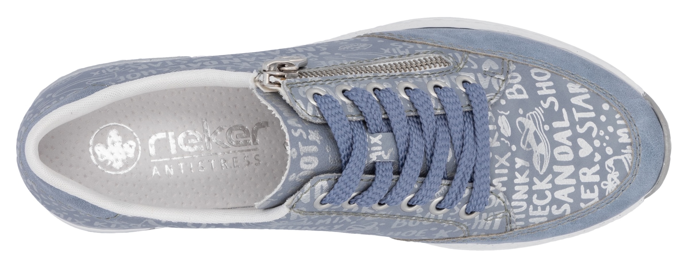 Rieker Sneaker, mit Lettern bedruckt, Freizeitschuh, Halbschuh, Schnürschuh