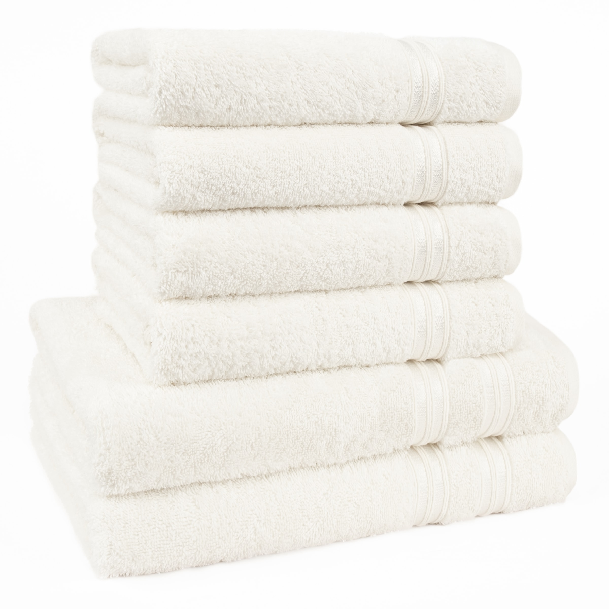 HAMMETEX Handtuch Set »6-teiliges Handtuch Set, 100% Baumwolle, Weich & Saugstark« Set 6 Stk. Frottier mit Bordüre, einfarbig, weich beige Frottier, 