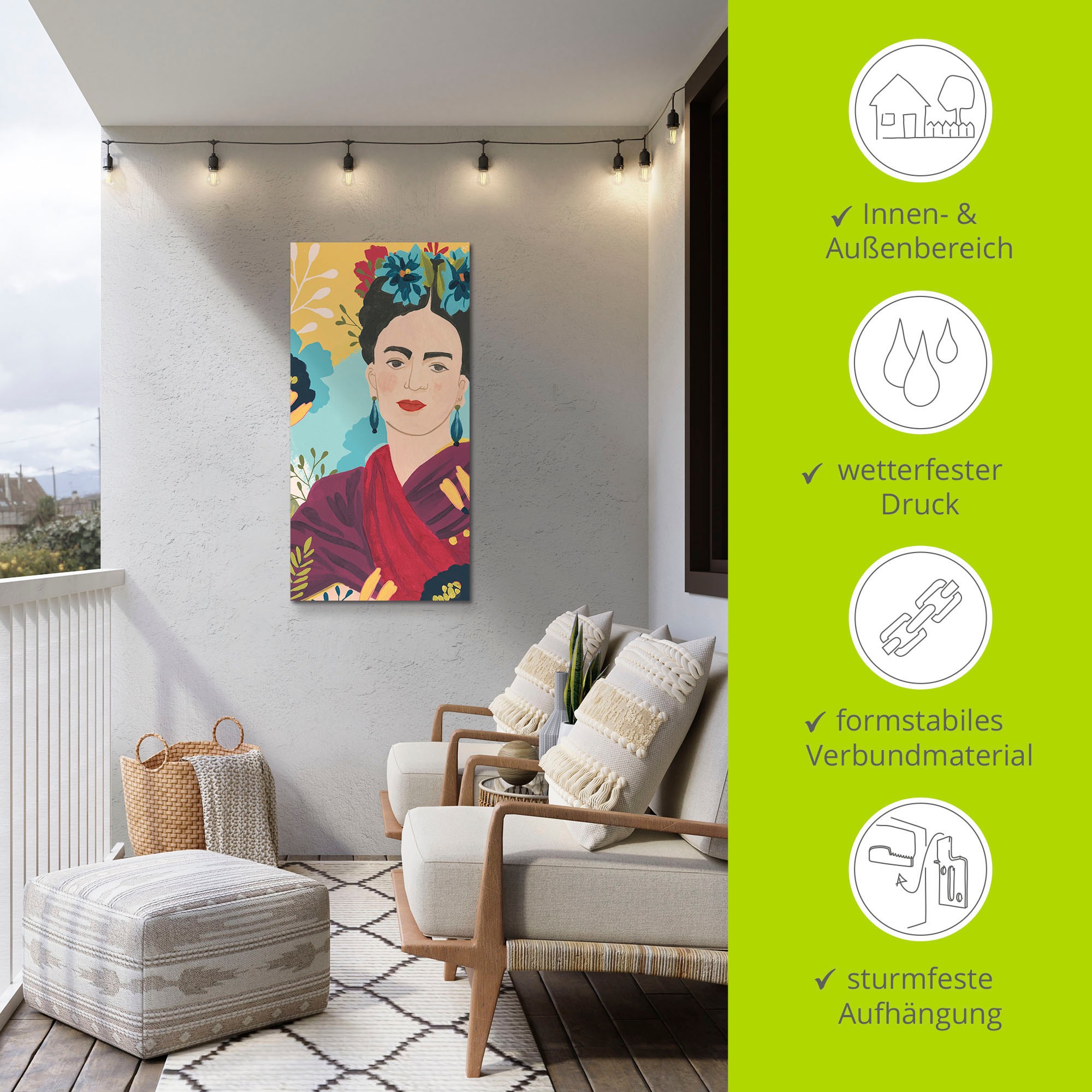 Artland Alu-Dibond-Druck »Fridas Garten Collektion B«, Bilder von Frauen, (1 St.), für Innen- und Außenbereich geeignet, Outdoorbild