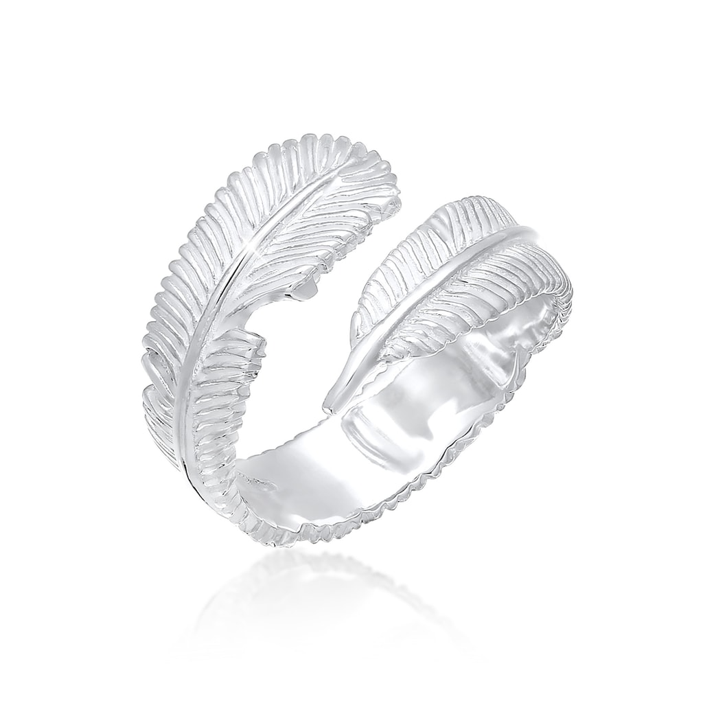 Elli Fingerring »Offen mit Feder Design 925 Silber«
