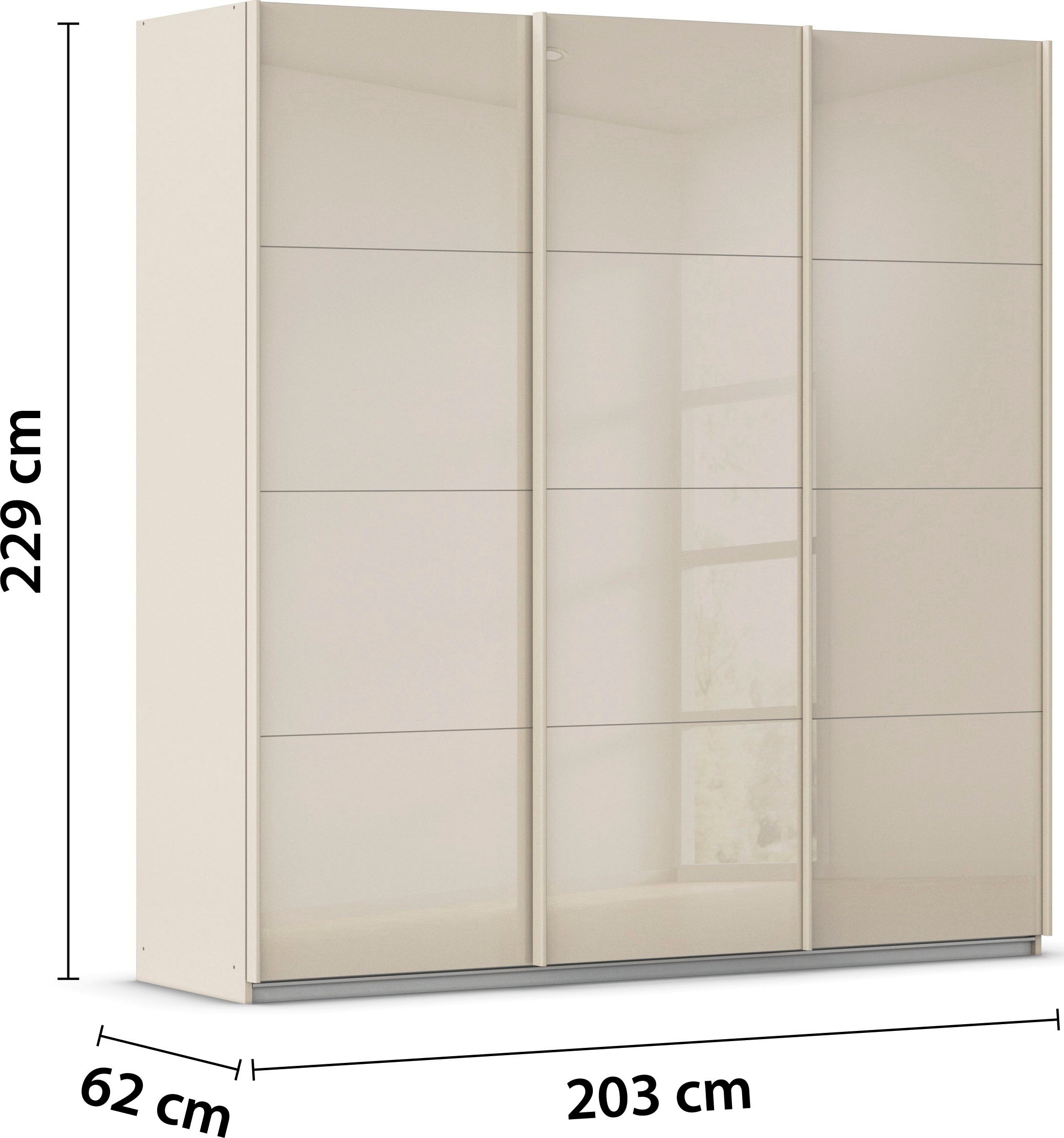 rauch Schwebetürenschrank »Kleiderschrank Schrank Garderobe AGORDO mit Glasfront«, durchdachte Innenausstattung, in 4 Breiten und 2 Höhen MADE IN GERMANY