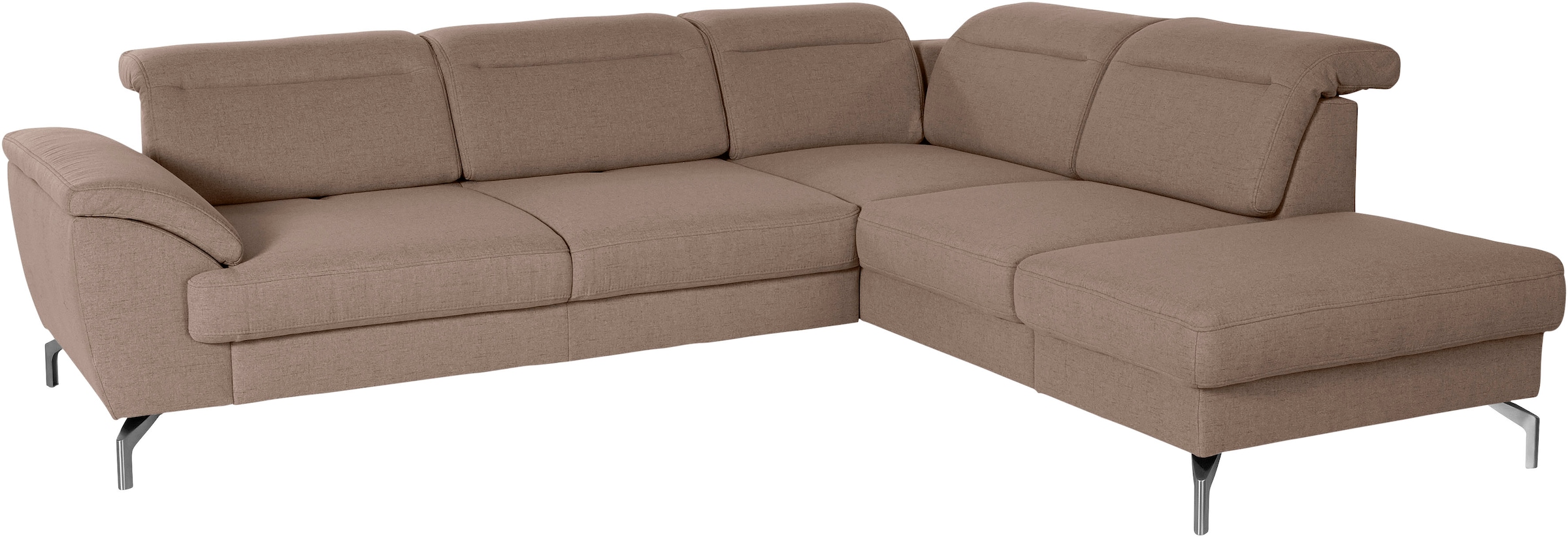 sit&more Ecksofa »Percy L-Form«, 15 cm Fußhöhe, Sitztiefenverstellung, wahlweise in 2 Fußfarben