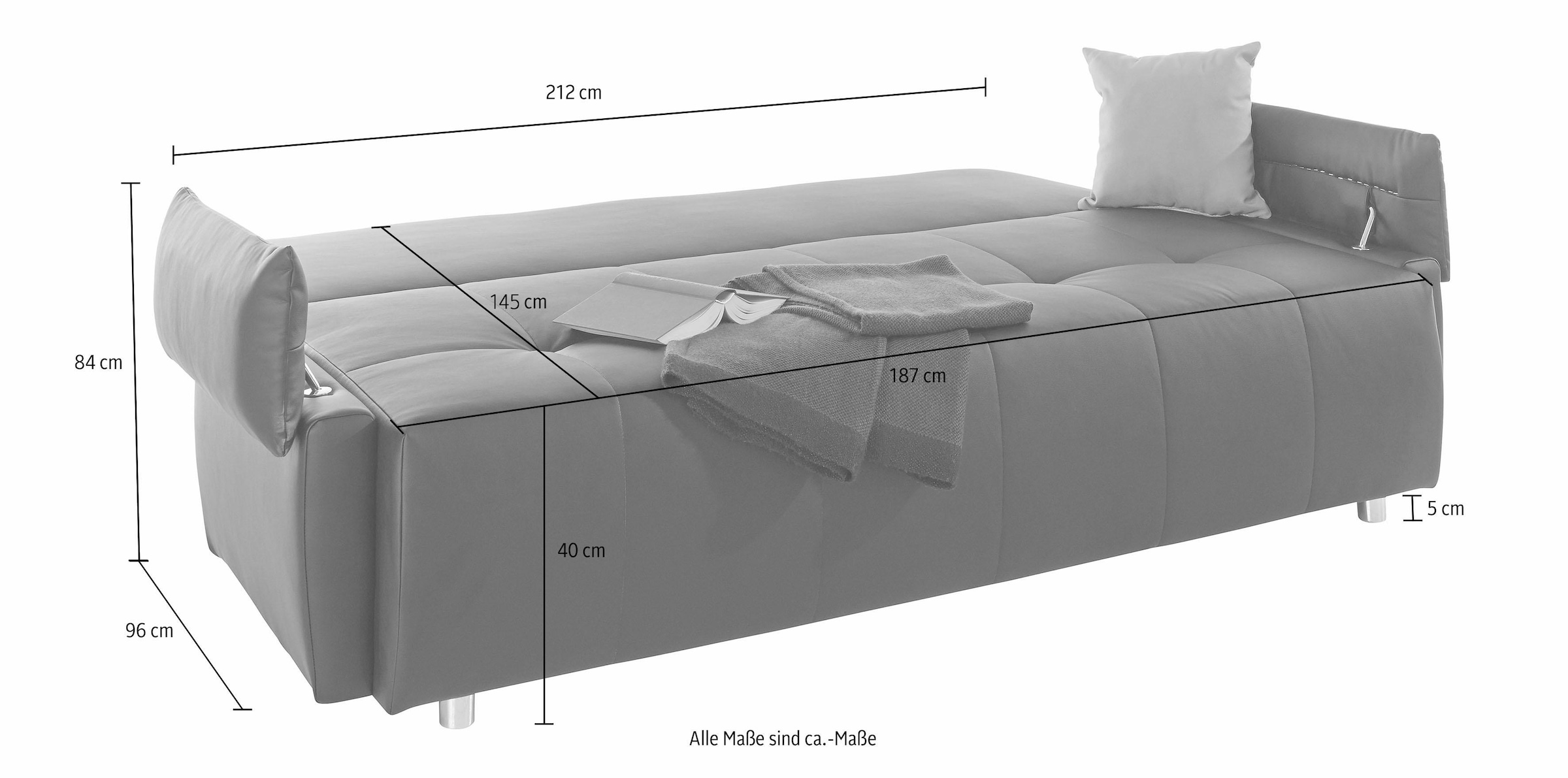 COLLECTION AB Schlafsofa »Funtastic«, mit Federkern, Bettfunktion, inklusive 2 Rücken- und 1 Zierkissen