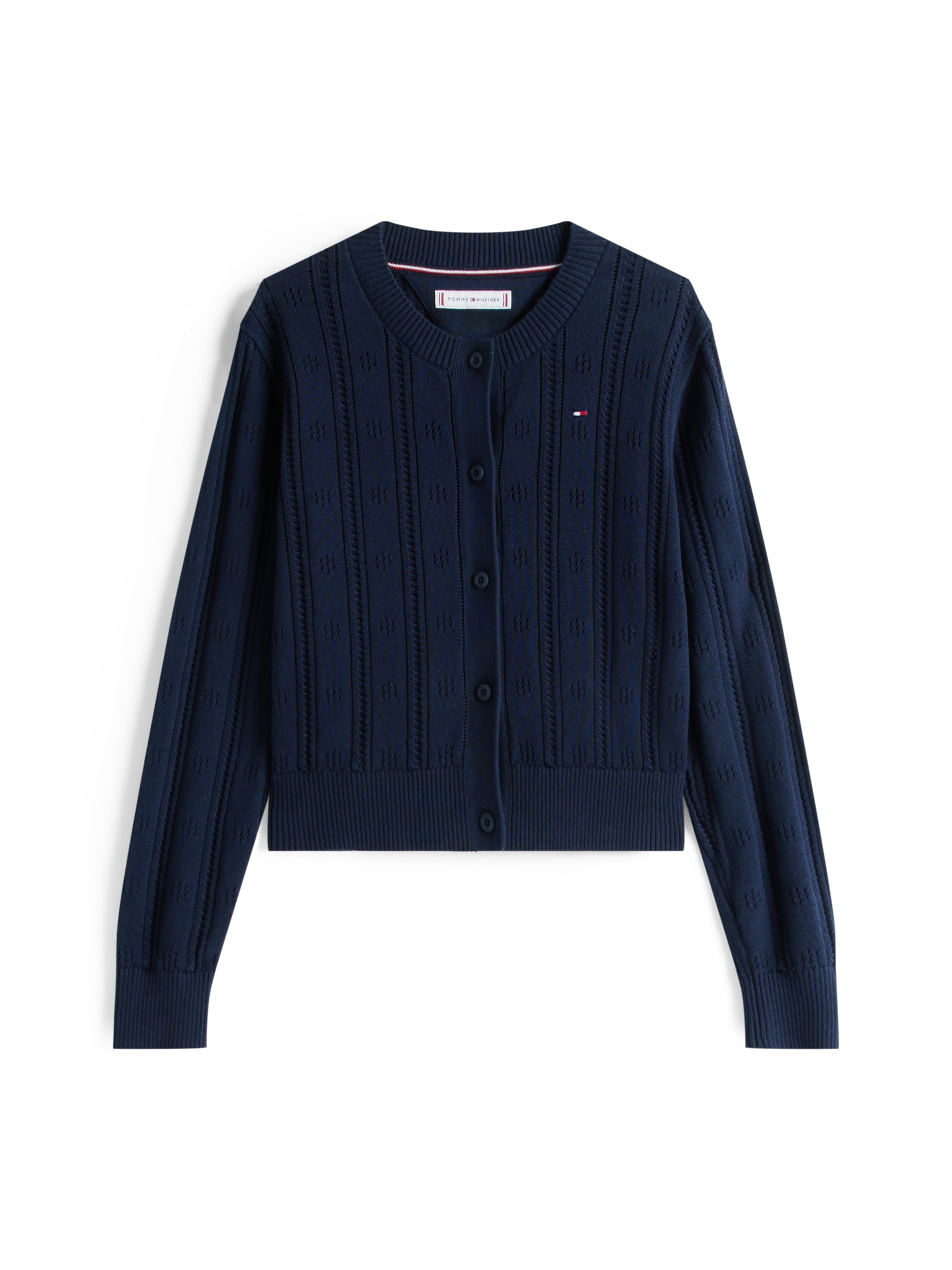 Tommy Hilfiger Strickjacke »POINTELLE CARDIGAN LS«, für Kinder bis 16 Jahre, mit süßem Muster