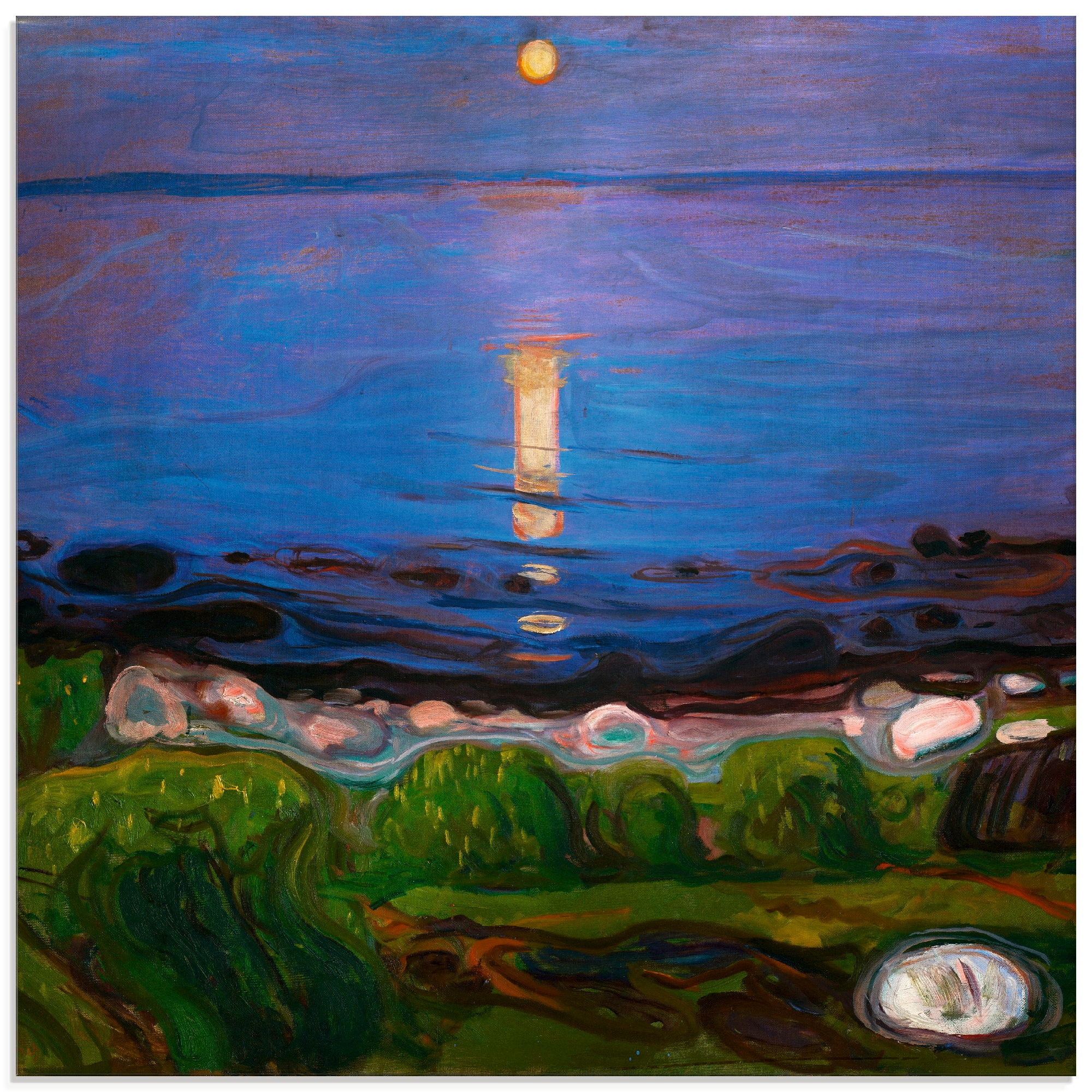 Artland Glasbild "Sommernacht am Meeresstrand.", Gewässer, (1 St.), in vers günstig online kaufen