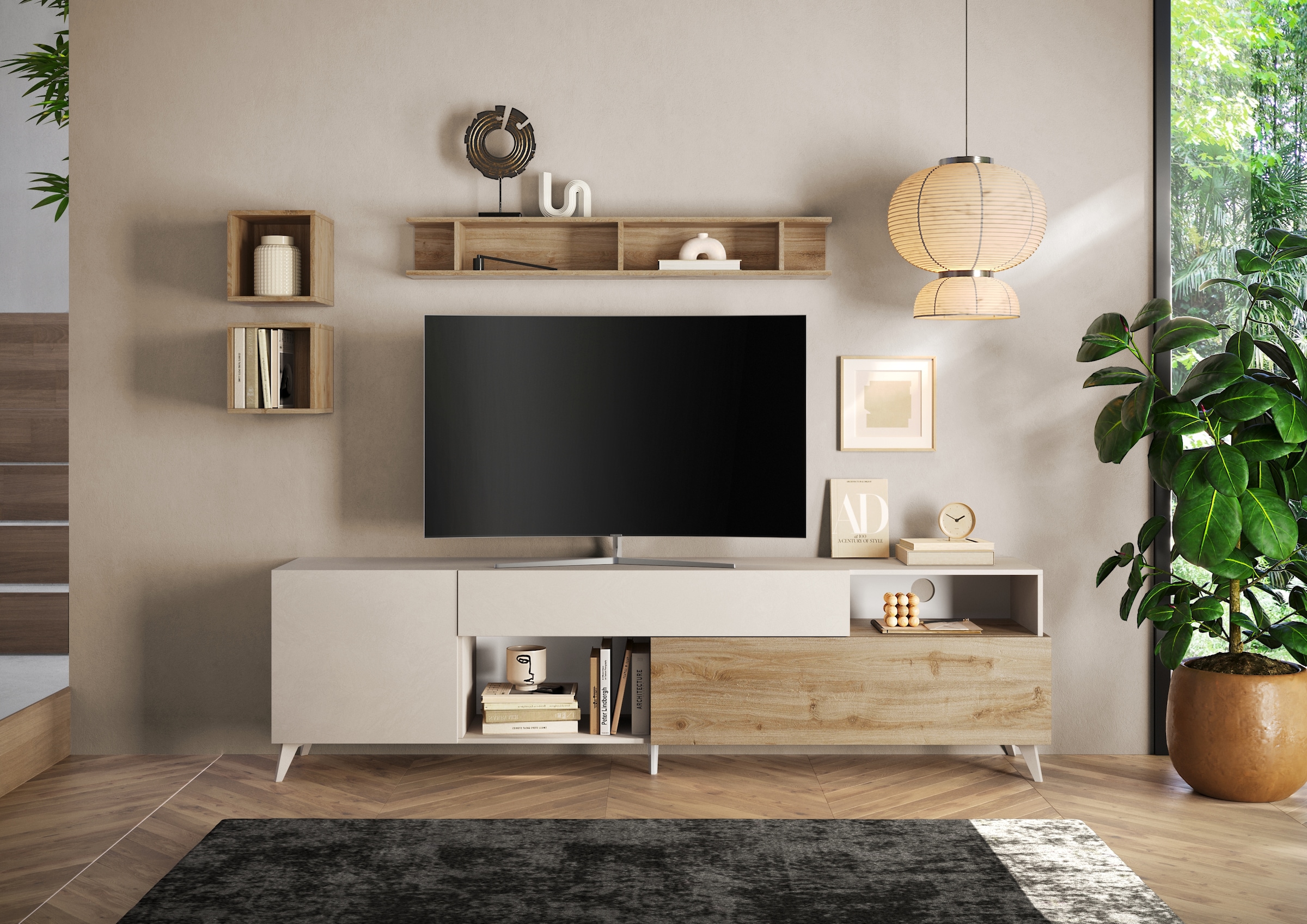 INOSIGN Lowboard »Monaco Breite 241 cm, TV-Schrank mit 1 Tür, 1 Klappe u. 1 Schubkasten«, Fernsehtisch, TV-Board, Soft/Self Closing