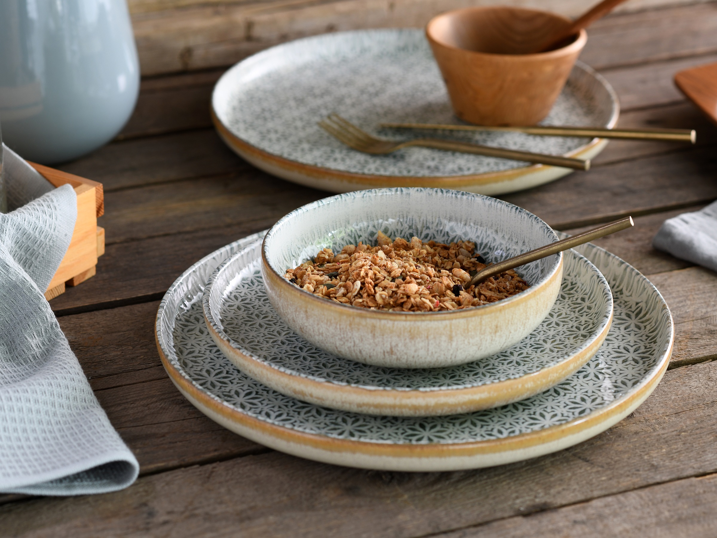 CreaTable Teller-Set »Uno Emiliana, Tellerset 12-tlg« Shabby Look, Vintage günstig online kaufen