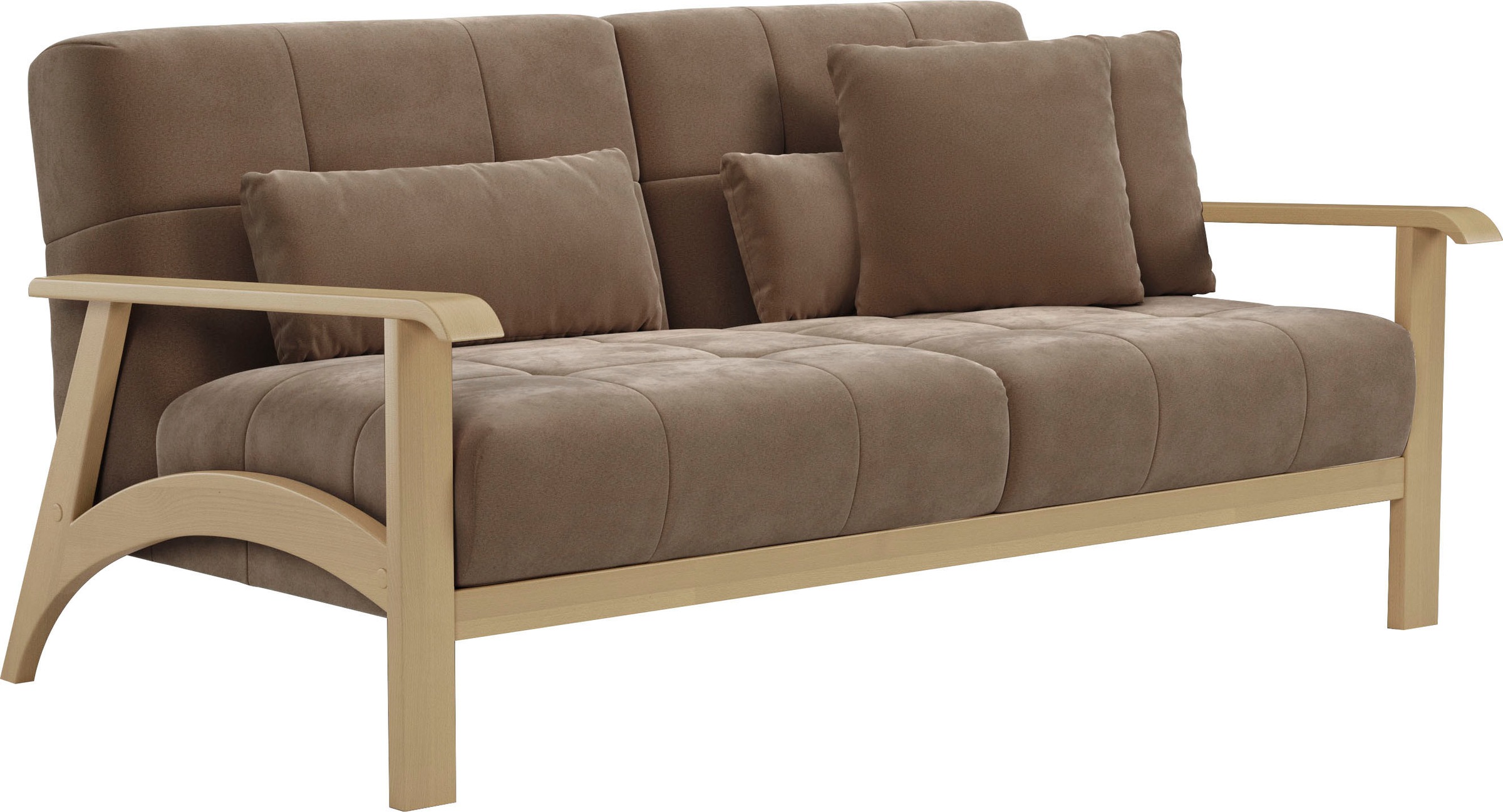 sit&more 2,5-Sitzer »Billund«, Armlehnen aus Buchenholz in natur, verschiedene Bezüge und Farben