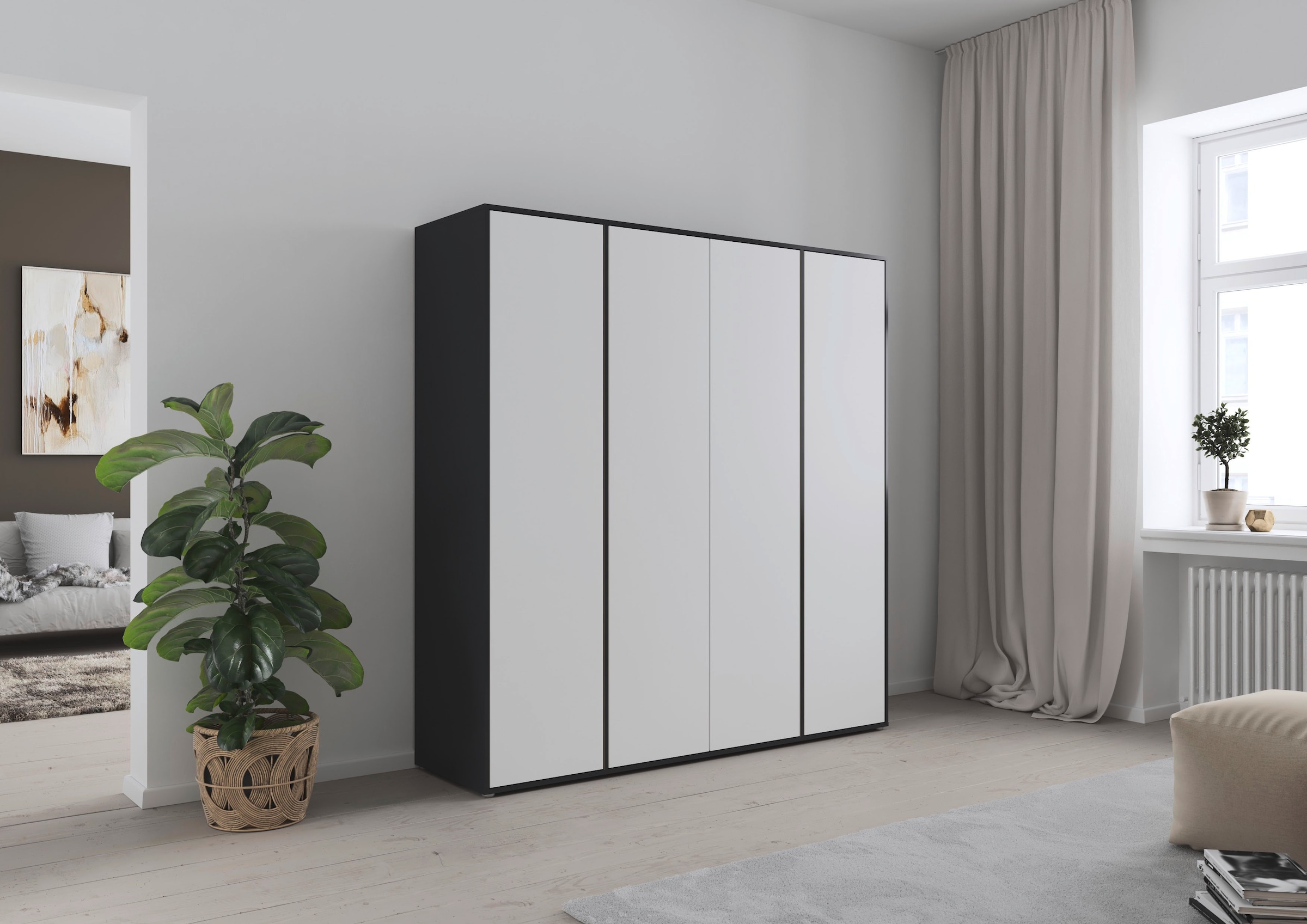 rauch Drehtürenschrank »Kleiderschrank Schrank Garderobe Wäscheschrank NABILA viel Stauraum«, (in 3 verschiedenen Ausstattungen BASIC/CLASSIC/PREMIUM), in 2 Breiten mit Push-to-Open Funktion TOPSELLER MADE IN GERMANY