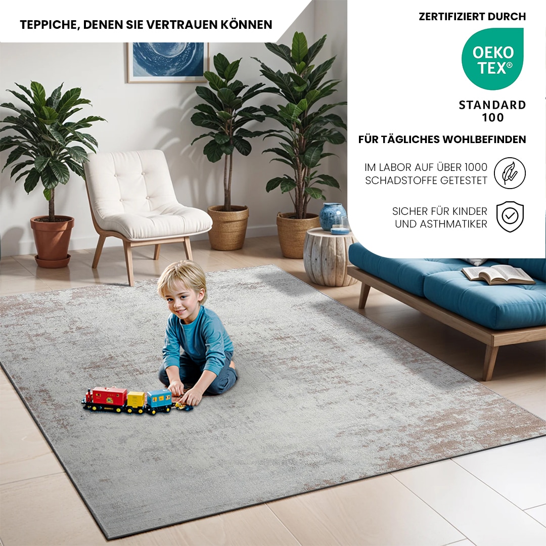Livabliss Teppich »WAMBA«, rechteckig, 10 mm Höhe, Moderner Designerteppich in Marmor Optik, Kurzflor Wohnzimmerteppich