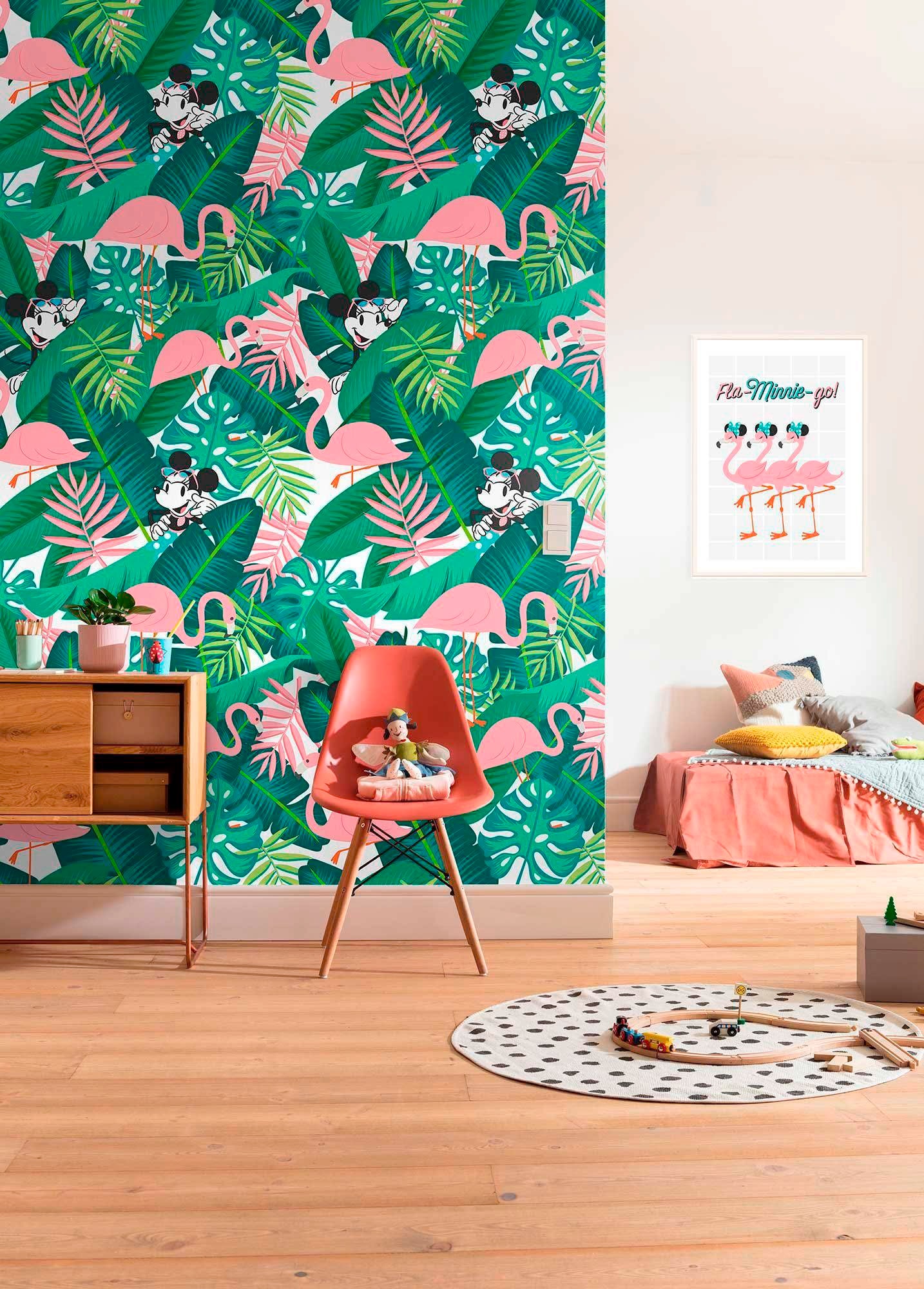 Komar Vliestapete »Digitaldruck Vlies -  Minnie Tropical - Größe 200 x 280 cm« bedruckt glatt Kinderzimmer