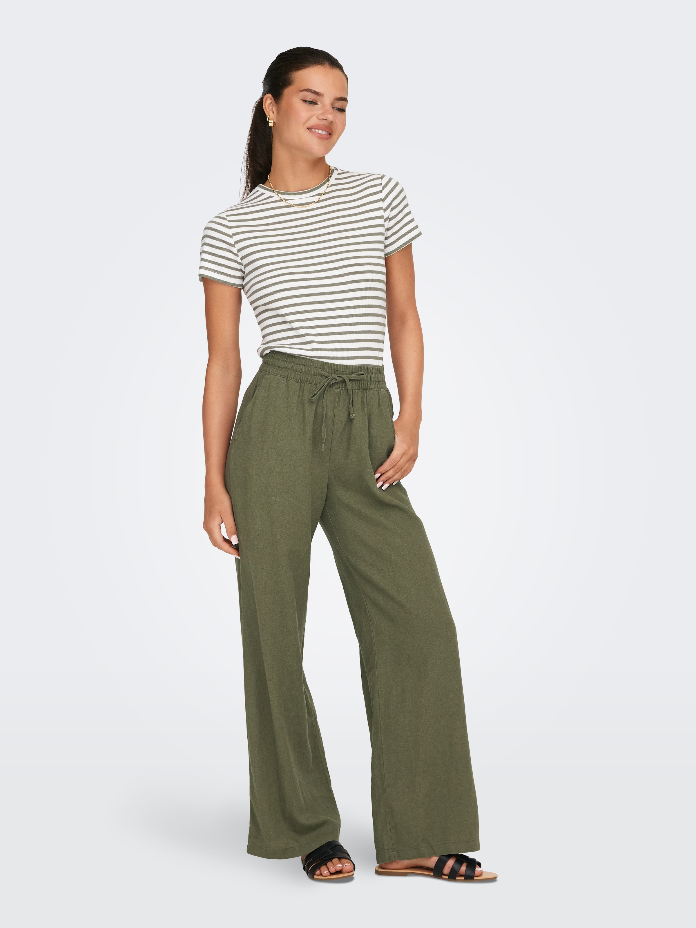 JDY »JDYSAY LINEN HW WIDE PANT WVN NOOS«  Sommerhose mit Leinen