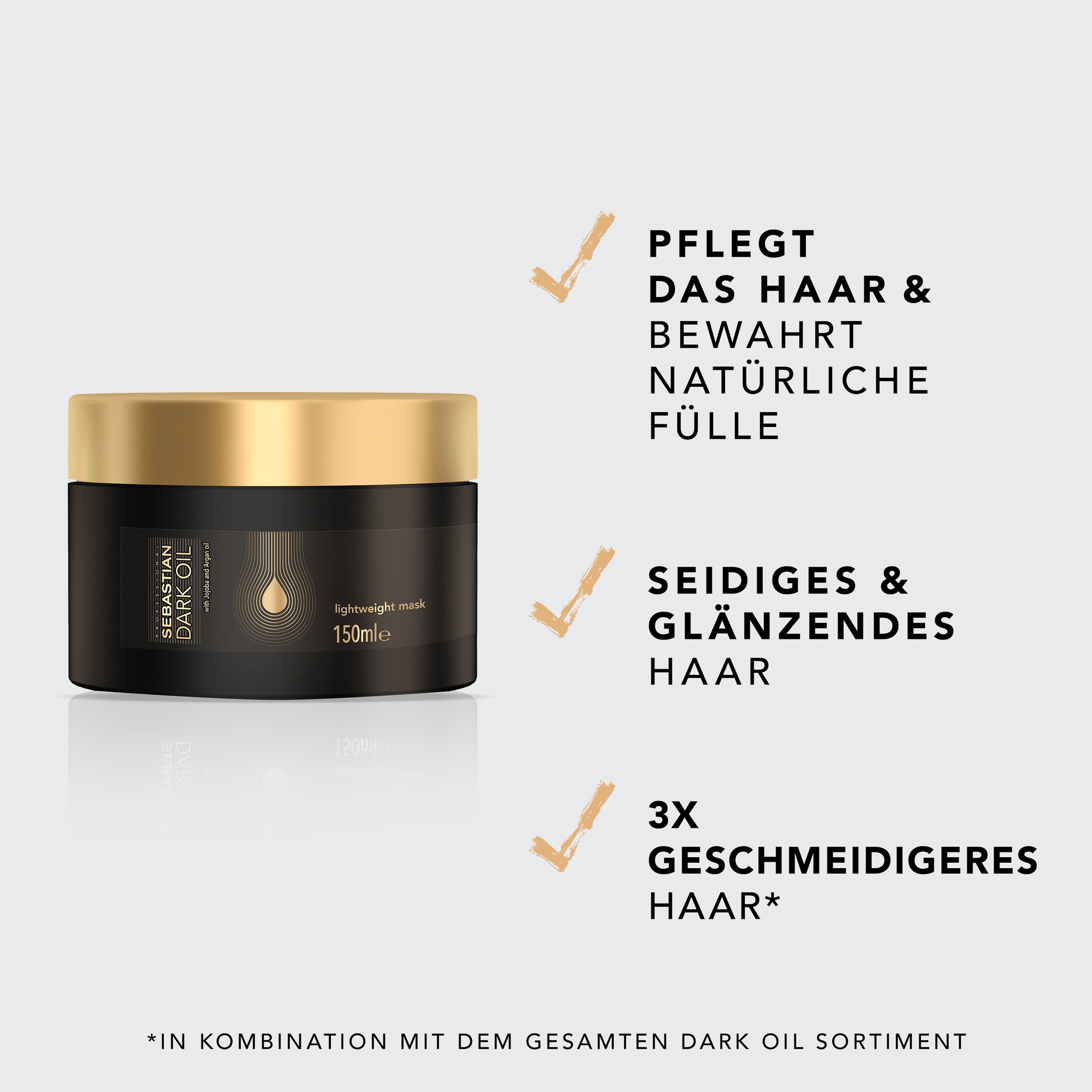 Sebastian Professional Haarmaske »DarkOil Mask« leichte Pflege, reichhaltige Öle, sorgt für geschmeidiges Haar