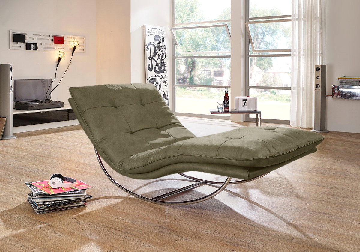 W.SCHILLIG Relaxliege »daily dreams«, in Waffelkissen-Optik, Schaukelgestell Chrom glänzend, in 2 Breiten