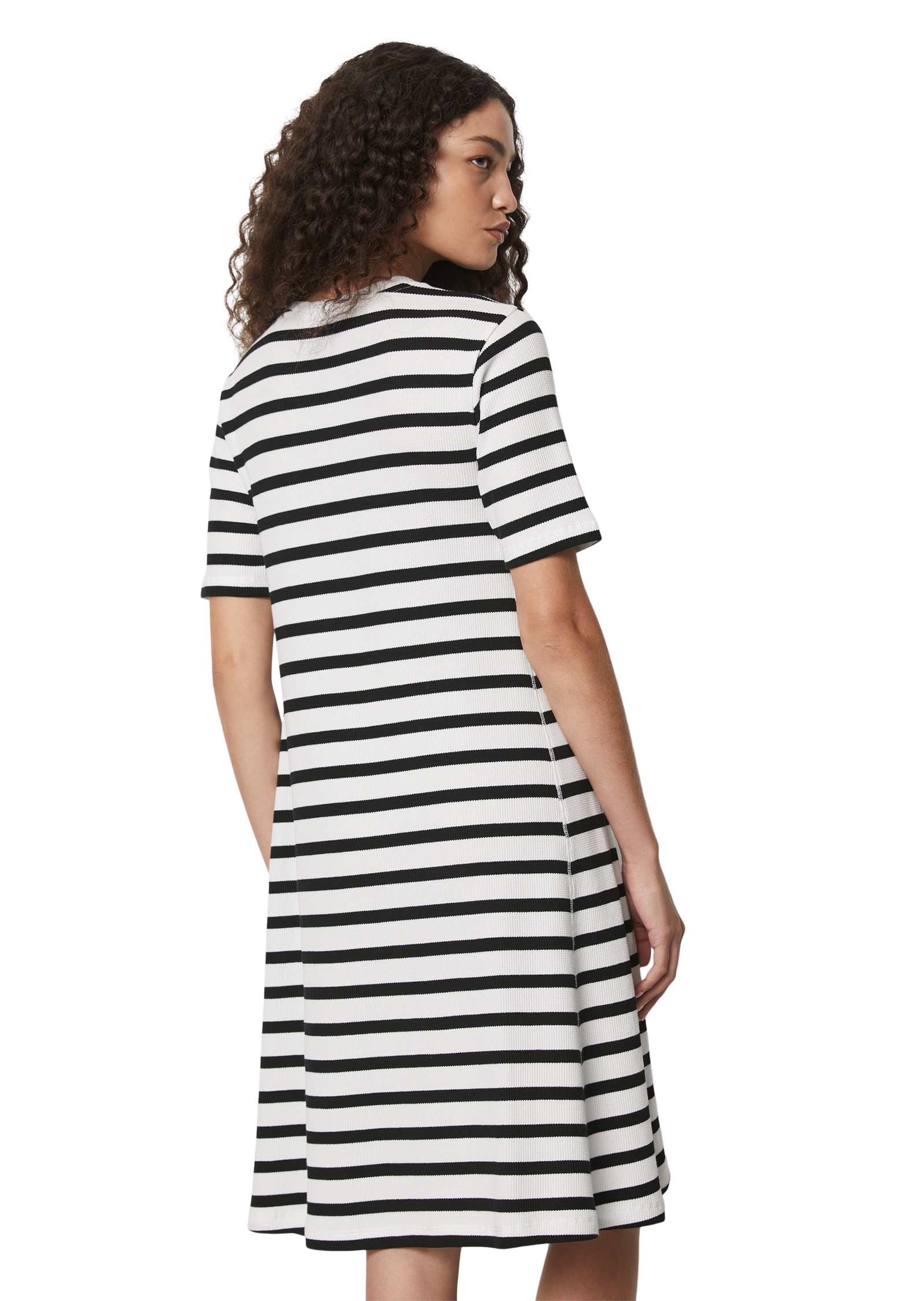 Marc O'Polo Maxikleid, Gestreiftes Waffle-Jersey-Kleid