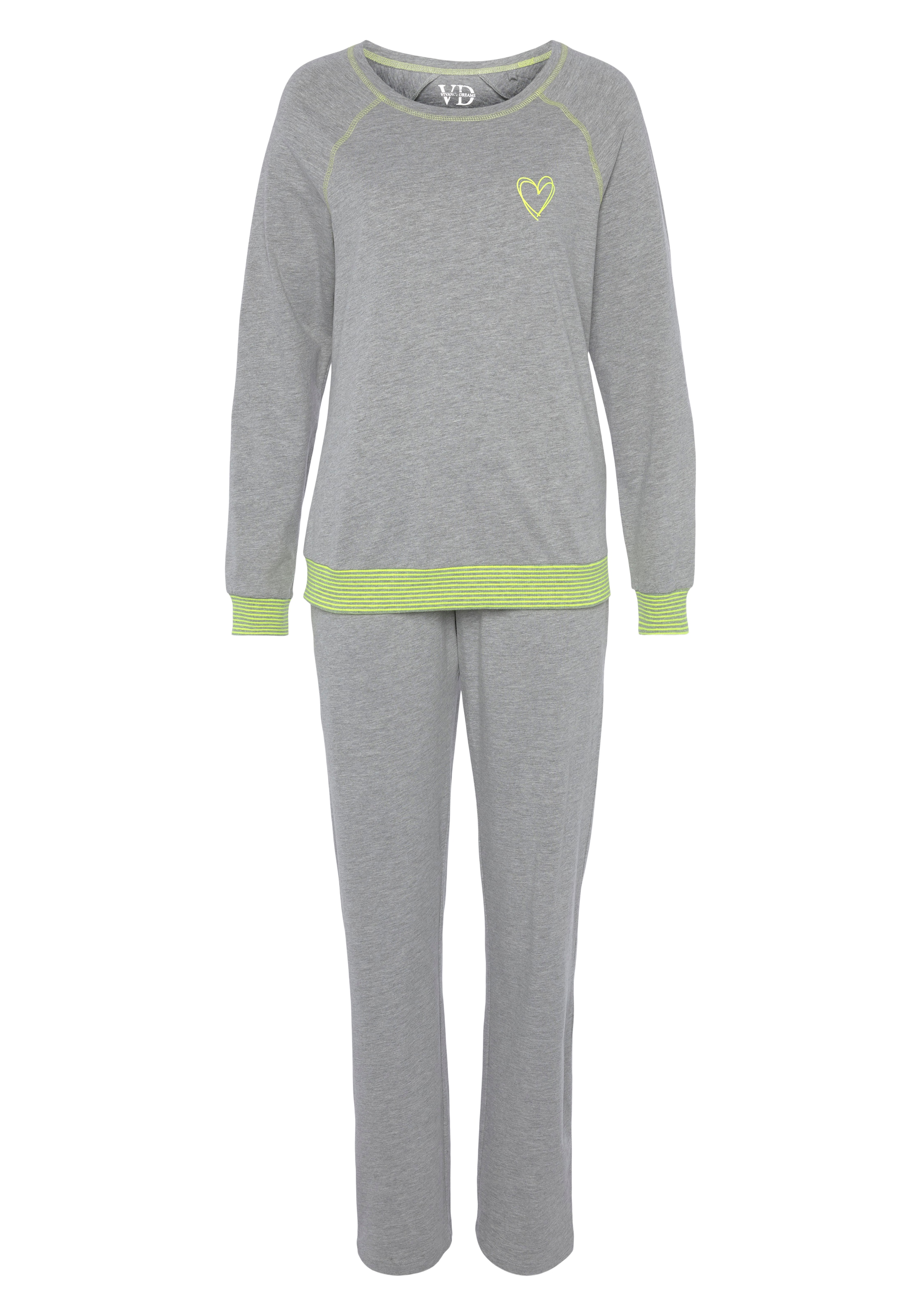 Vivance Dreams Pyjama, (2 tlg.), mit dekorativen Flatlock-Nähten in  Neonfarben online bestellen