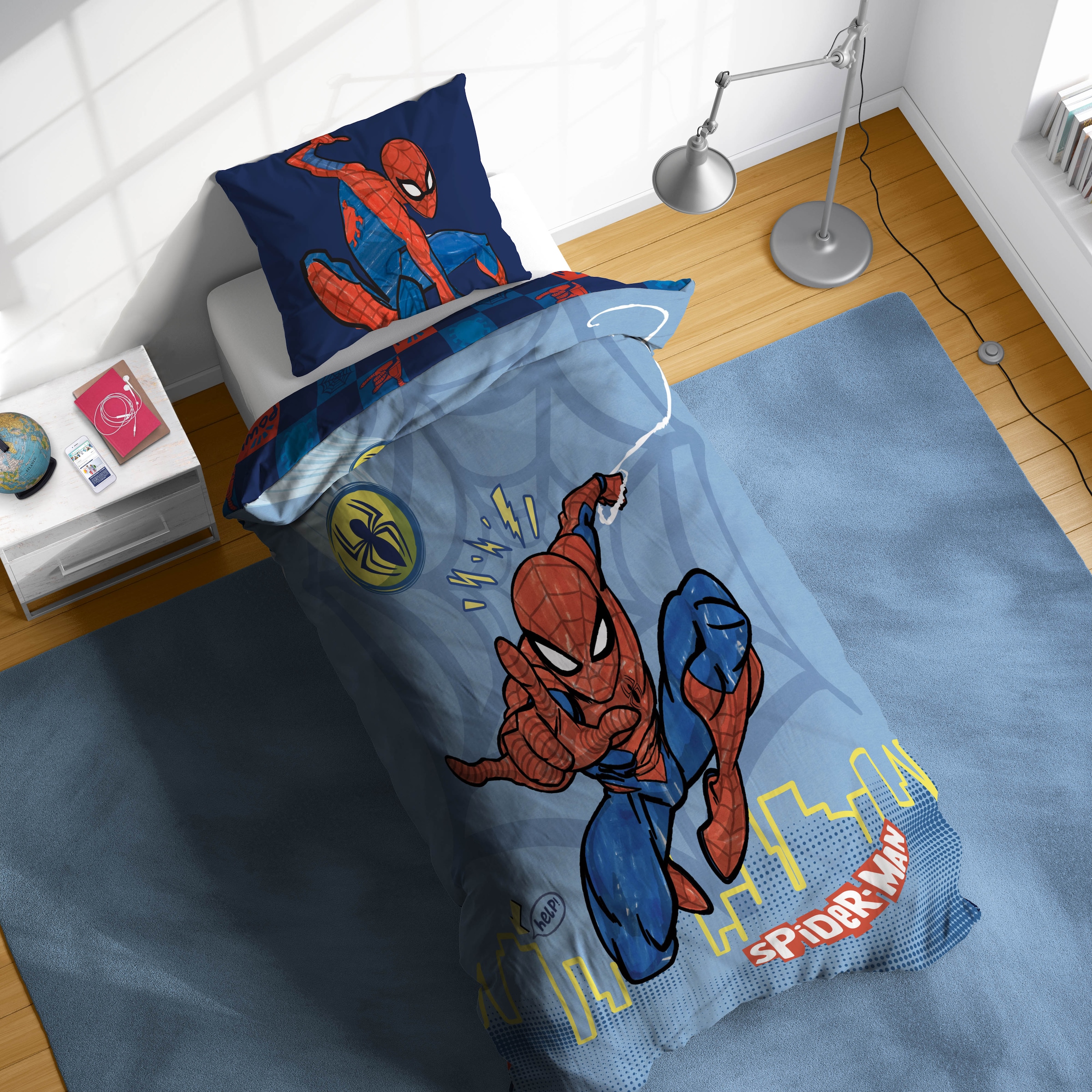 MARVEL Kinderbettwäsche »Marvel Spiderman Bettbezug-Set 135x200 cm + Kissenbezug 80x80 cm« 2 tlg. 100 % Baumwolle, maschinenwaschbar, wendbar