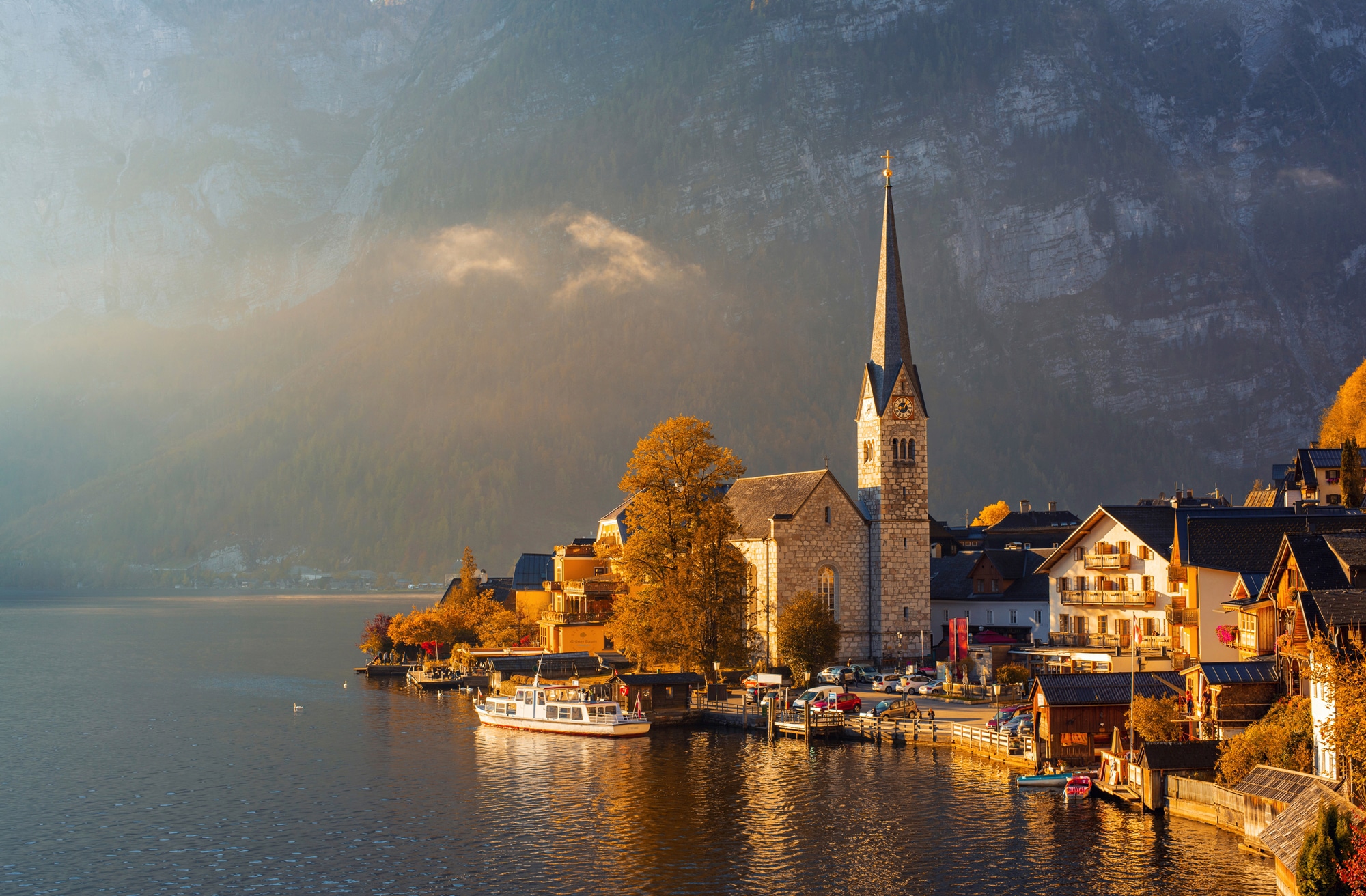 Papermoon Fototapete »HALLSATT-ALPEN DORF SALZKAMMERGUT SEE SALZ« günstig online kaufen