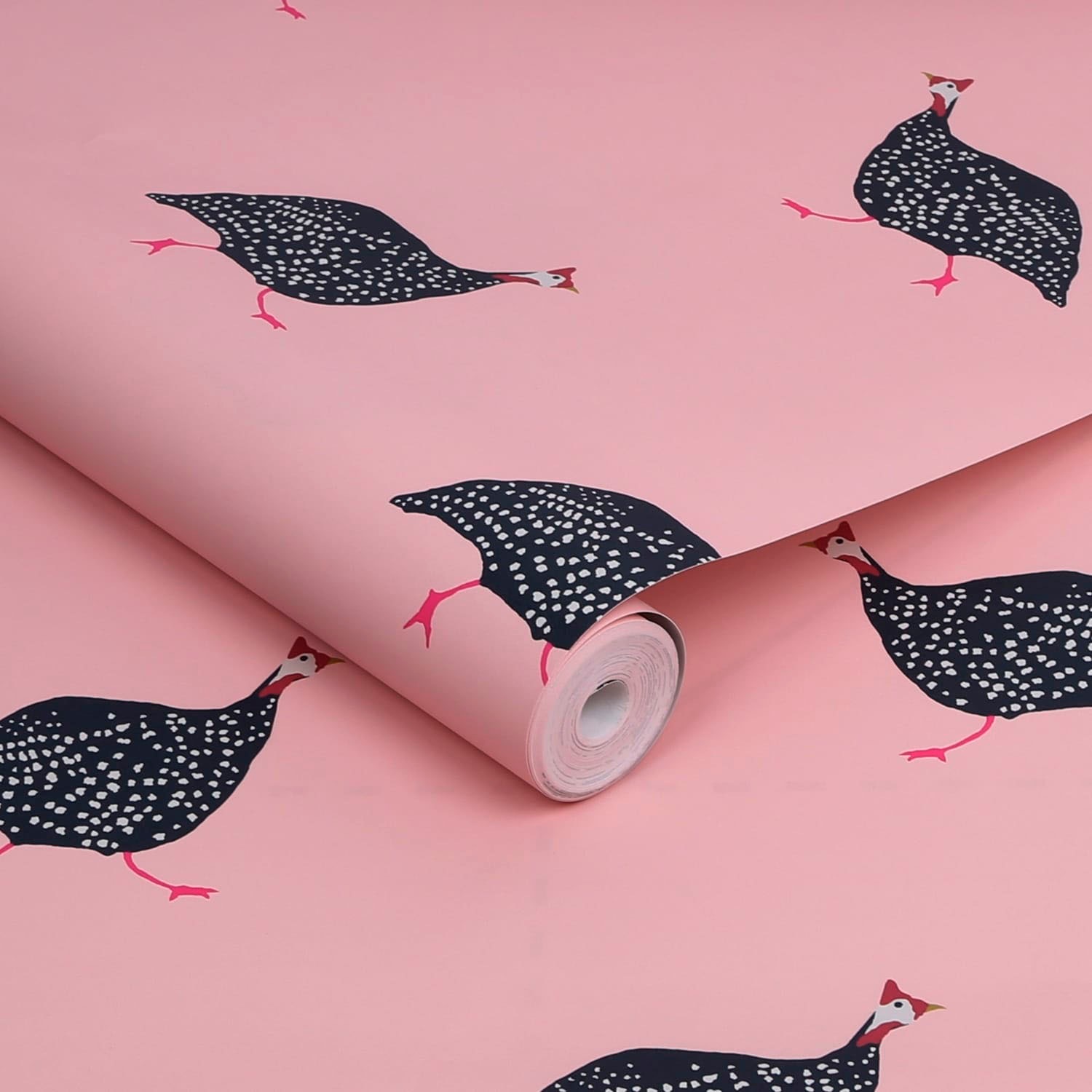 Joules Vliestapete »Guinea Fowl Blush Pink«, animal print, animal print günstig online kaufen