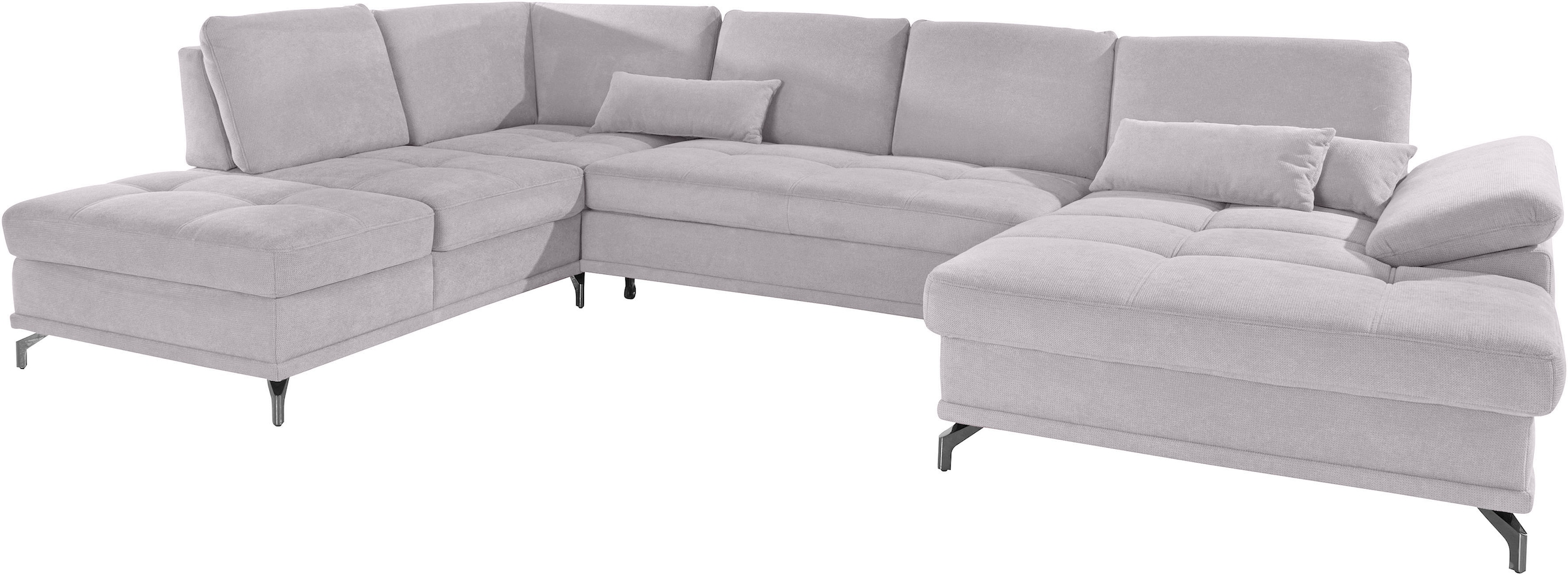 Places of Style Wohnlandschaft »Costello U-Form, mit Sitztiefenverstellung, Armteilverstellung und«, 3 Nierenkissen, optional Bettfunktion und Bettkasten