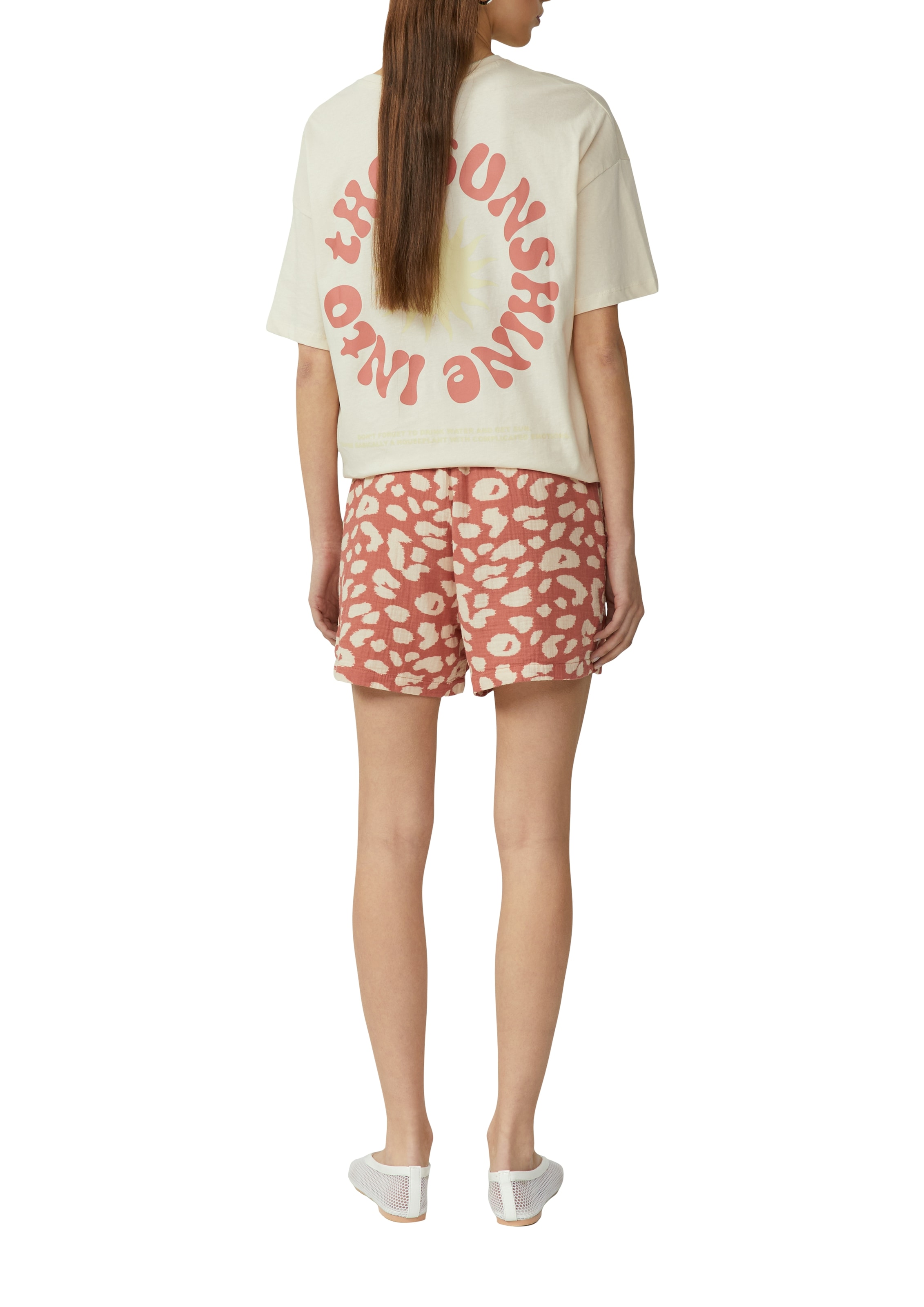 QS Shorts  Sommerhose aus Musselin mit All-Over-Muster