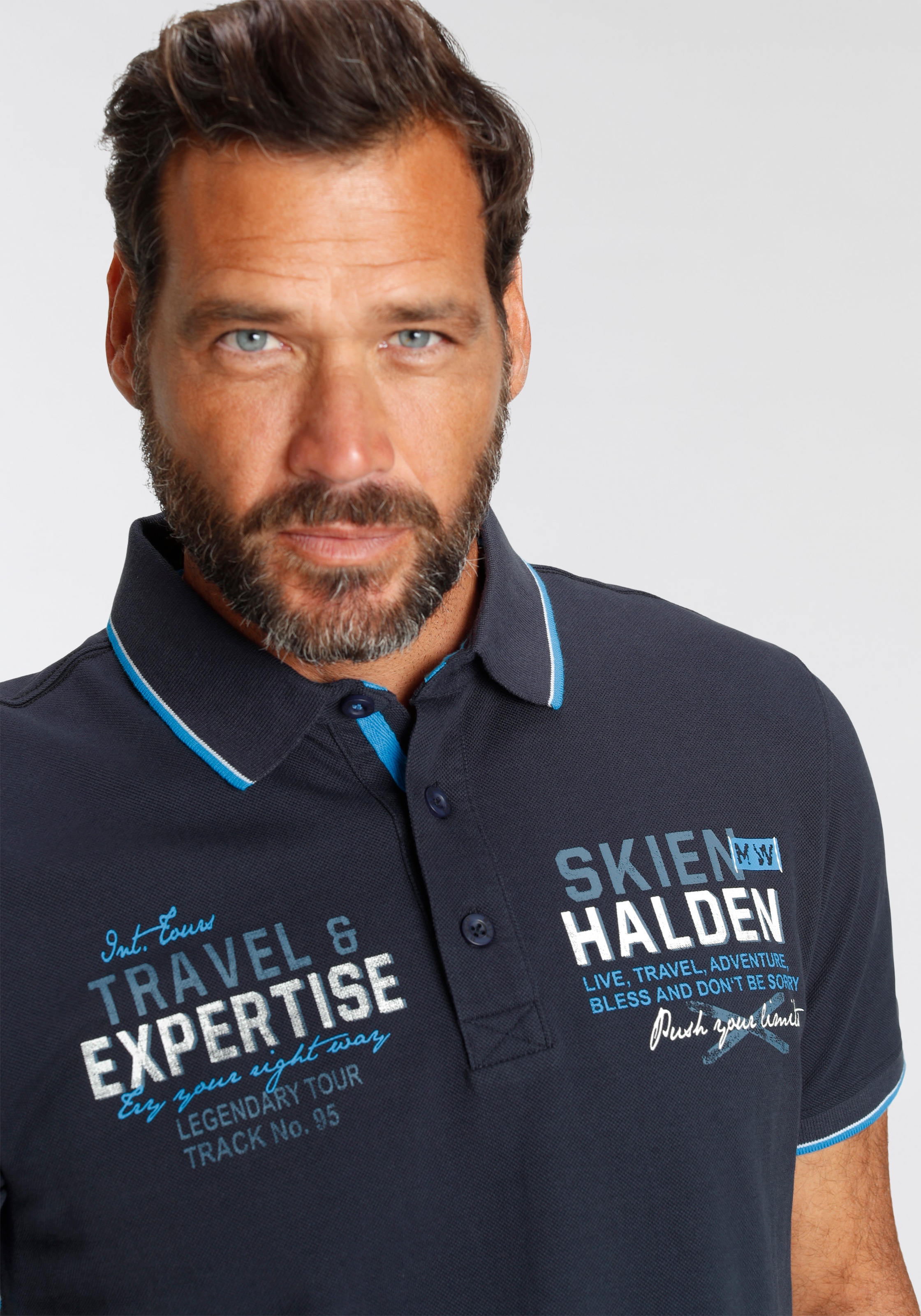 Man's World Poloshirt, Kurzarm, bedrucktes Design, Polokragen, aus Baumwolle