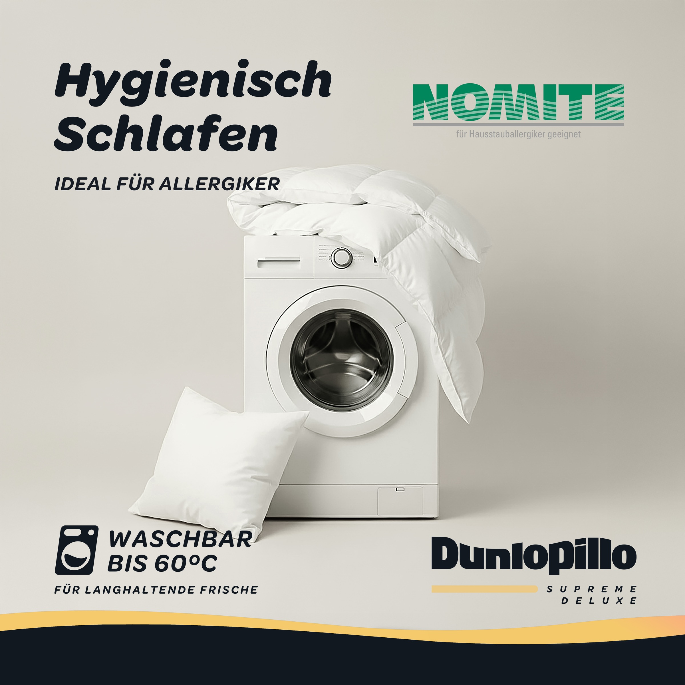 Dunlopillo Gänsedaunenbettdecke »Dunlopillo Supreme Deluxe, "NEUHEIT" in Größe 135x220 & 155 220 cm« normal Füllung 90% Gänsedaunen & 10% Federn 1 Stk. tlg. Hergestellt in Deutschland & Downpass zertifiziert, NOMITE