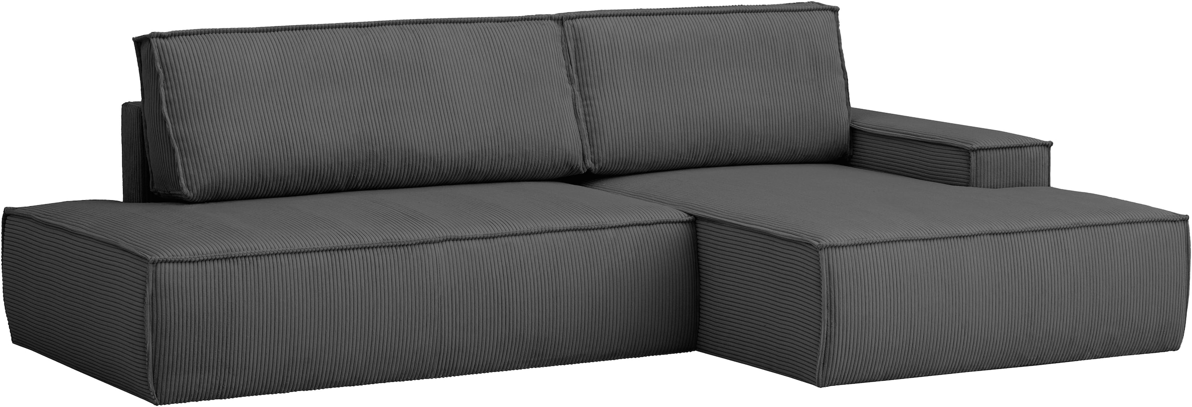 Home affaire Ecksofa »SHERWOOD, Schlafsofa in L-Form offen (275cm), Cord, Leinenoptik«, Schlaffunktion und Bettkasten, Kedernaht, hoher Sitz- & Liegekomfort