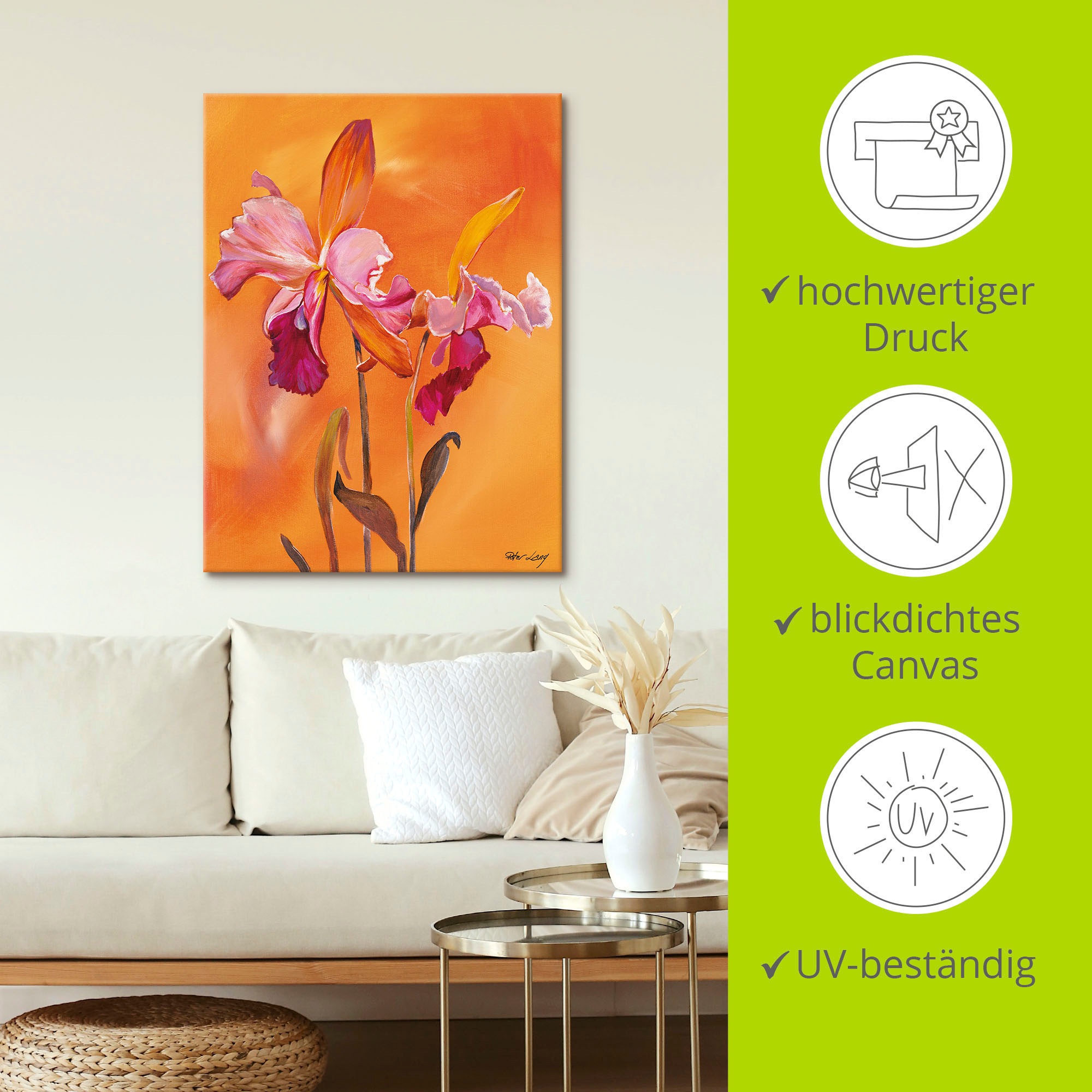 Artland Leinwandbild »Lilien-rosa«, Blumen, (1 St.), auf Keilrahmen gespannt