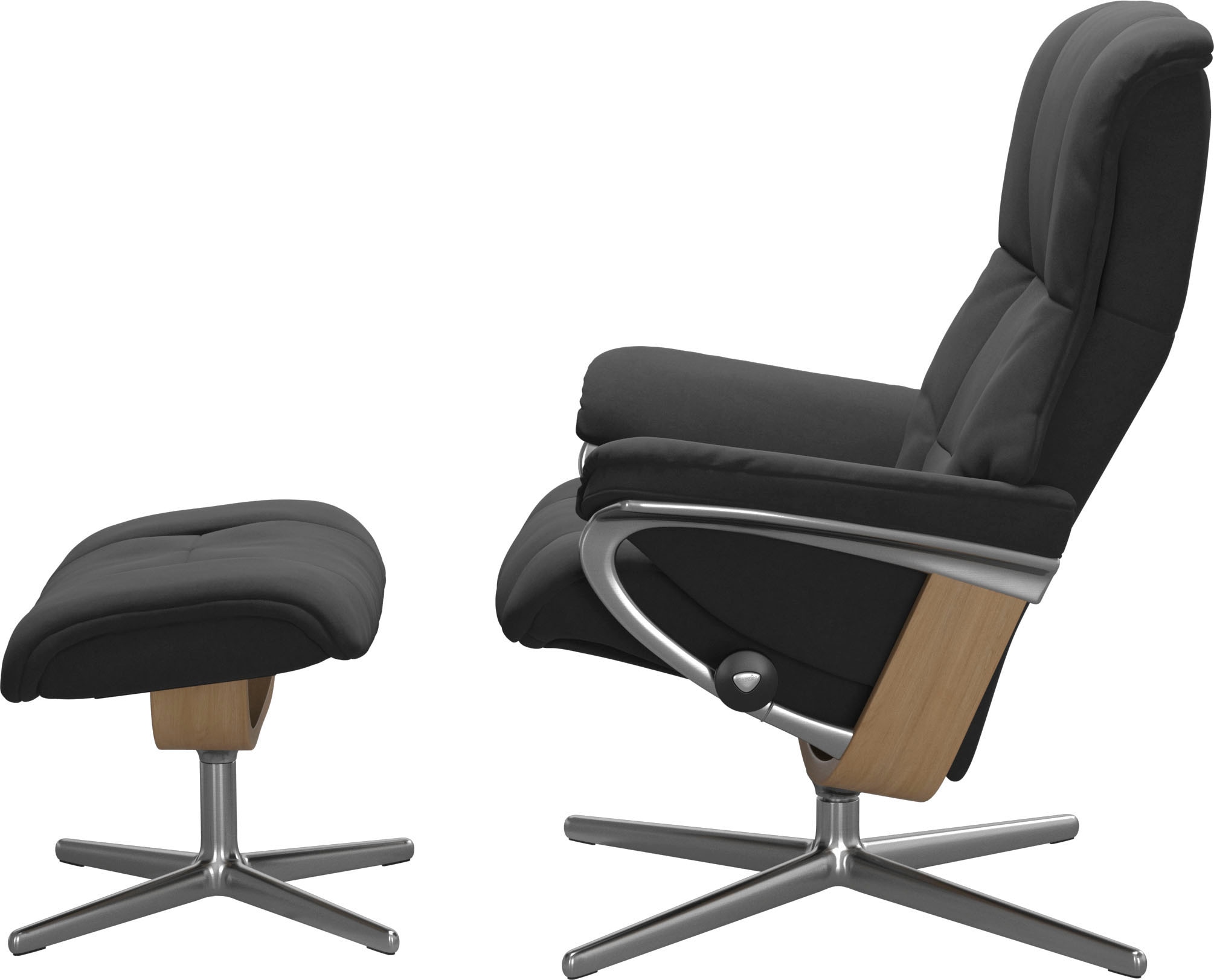 Stressless® Relaxsessel »Mayfair« Set, Relaxsessel mit Hocker,  mit Hocker, mit Cross Base, Größe S, M & L, Holzakzent Eiche