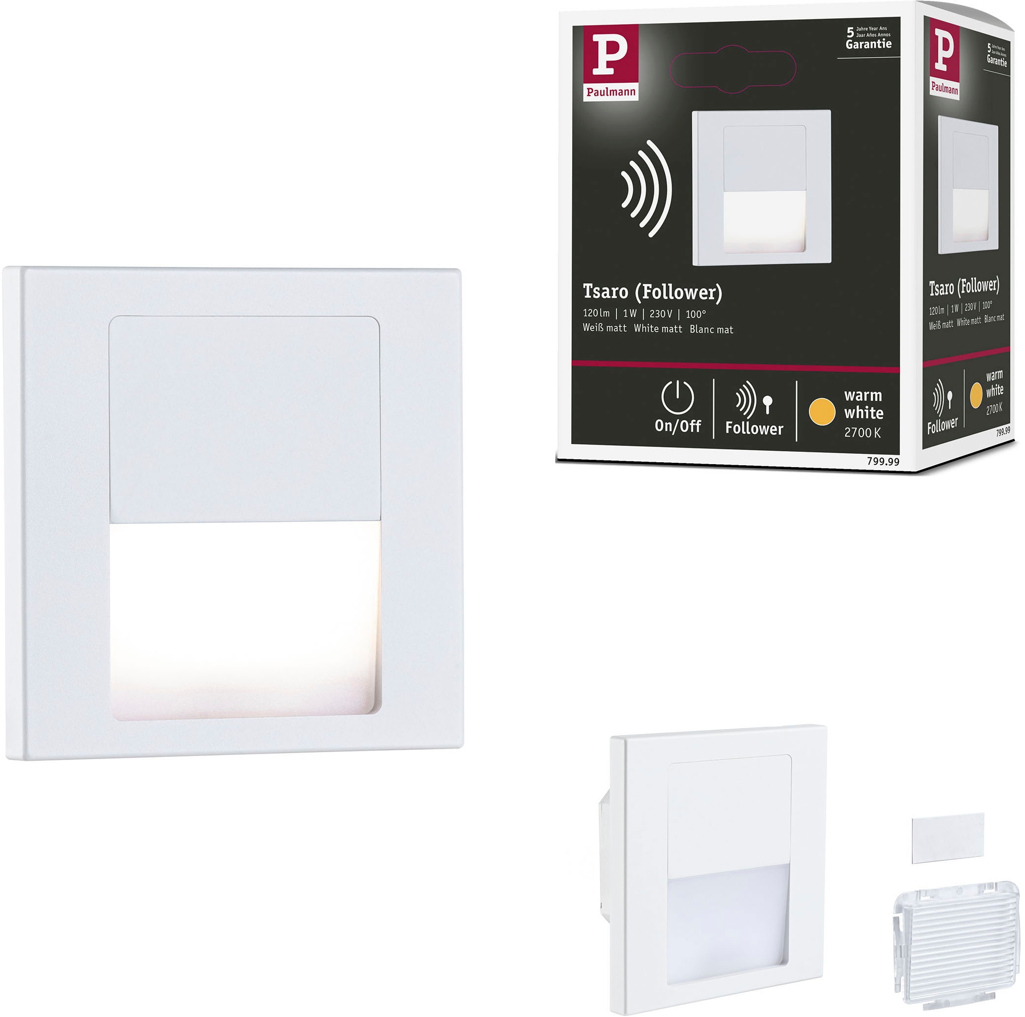 Paulmann LED Einbauleuchte »LED Wandeinbauleuchte Tsaro eckig 80x36mm«, 1 f günstig online kaufen