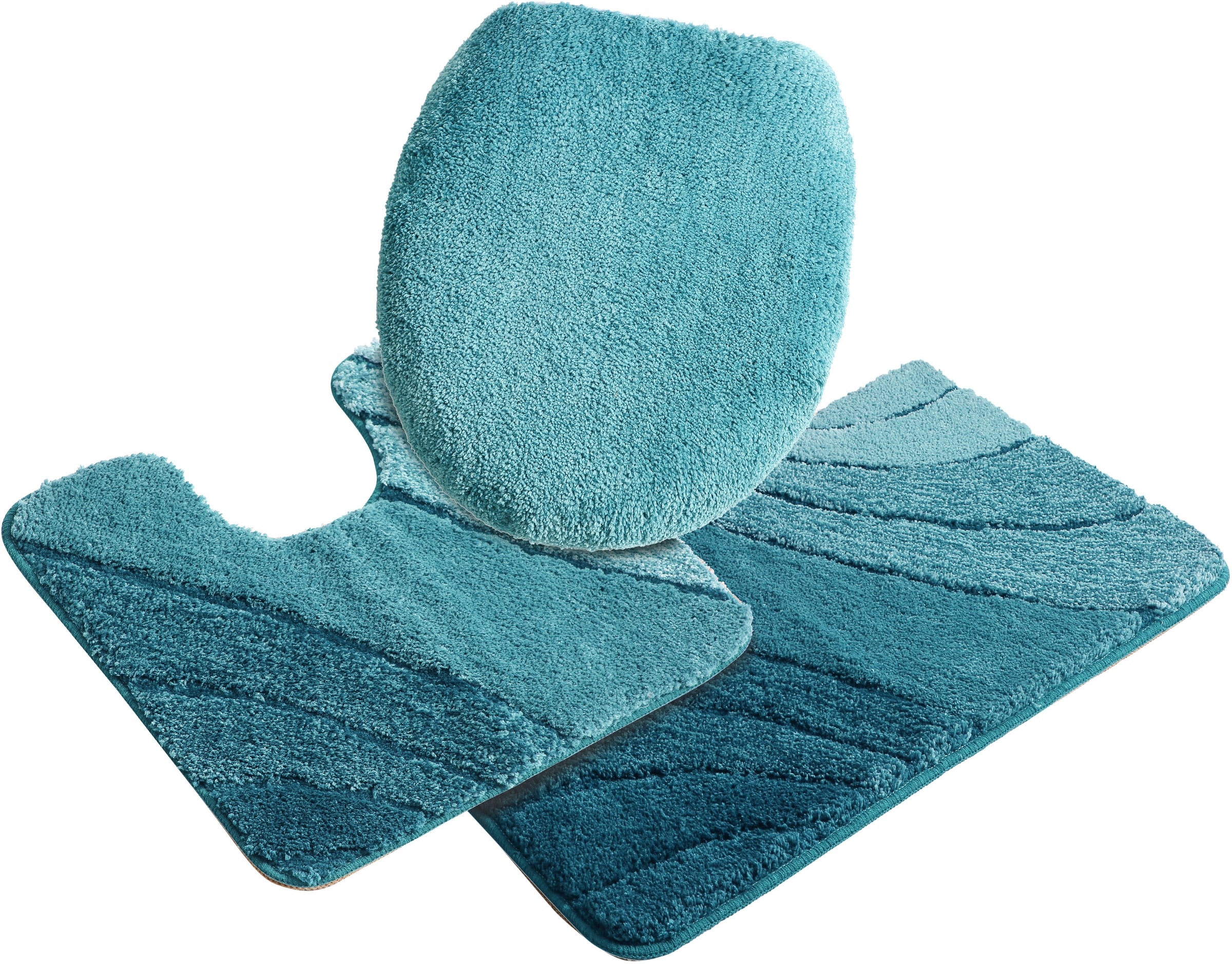 my home Badematte »Josie, Badvorleger, Badezimmer Teppich«, rutschhemmend beschichtet, fußbodenheizungsgeeignet-schnell trocknend-strapazierfähig, Badteppich, Badematten, rechteckig, rund & als 3-tlg. Set erhältlich