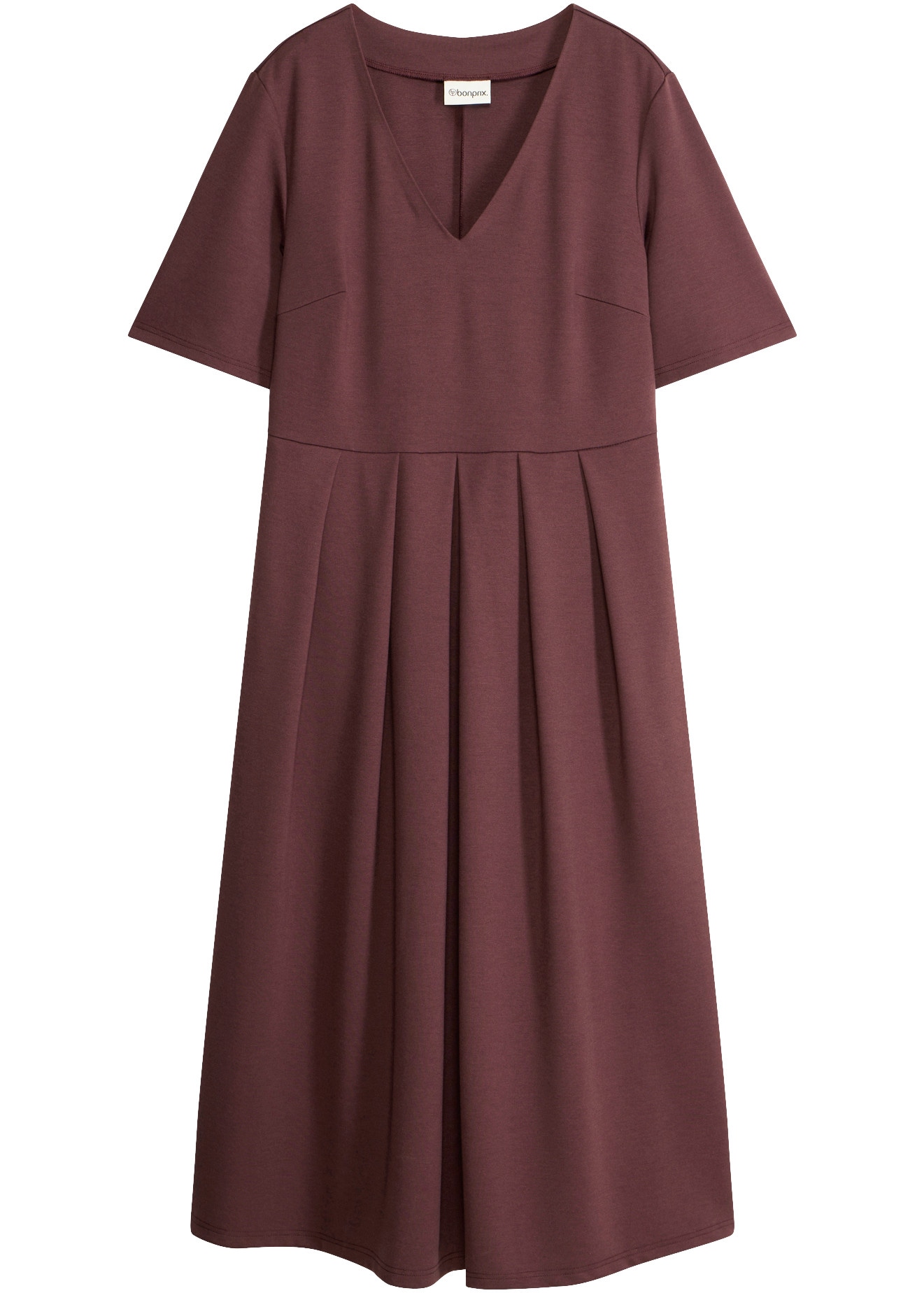 bonprix Shirtkleid mit V-Ausschnitt, Kurzarm, Loose Fit
