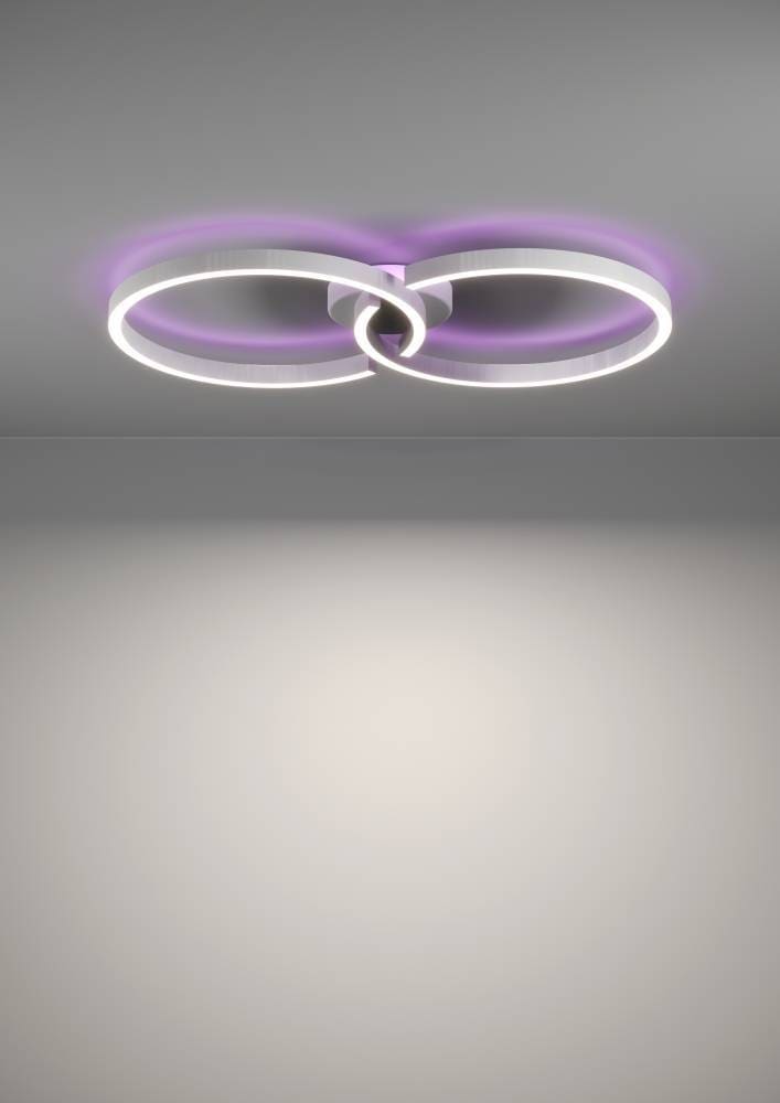EGLO Deckenleuchte »AMANDOLO«, 1 flammig, Leuchtmittel LED-Modul | LED fest integriert, dimmbare Deckenlampe, Fernbedienung, Metall in Weiß, RGB Backlight