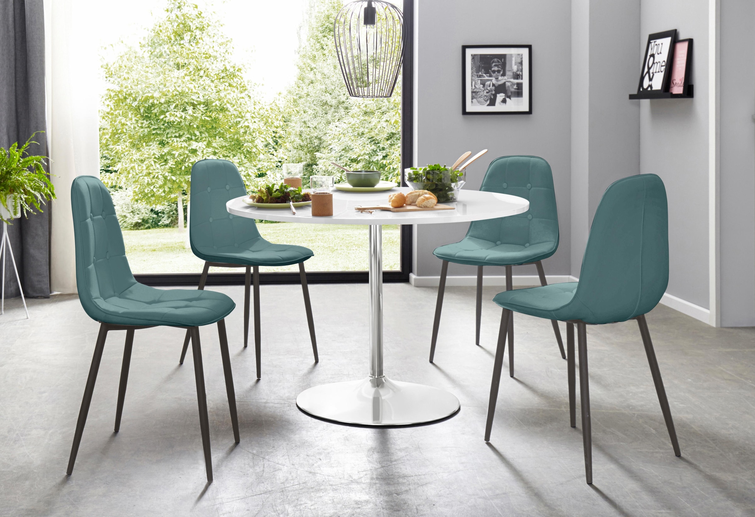 INOSIGN Essgruppe Set, 5 Stk. tlg. mit rundem Tisch in weiß Hochglanz günstig online kaufen