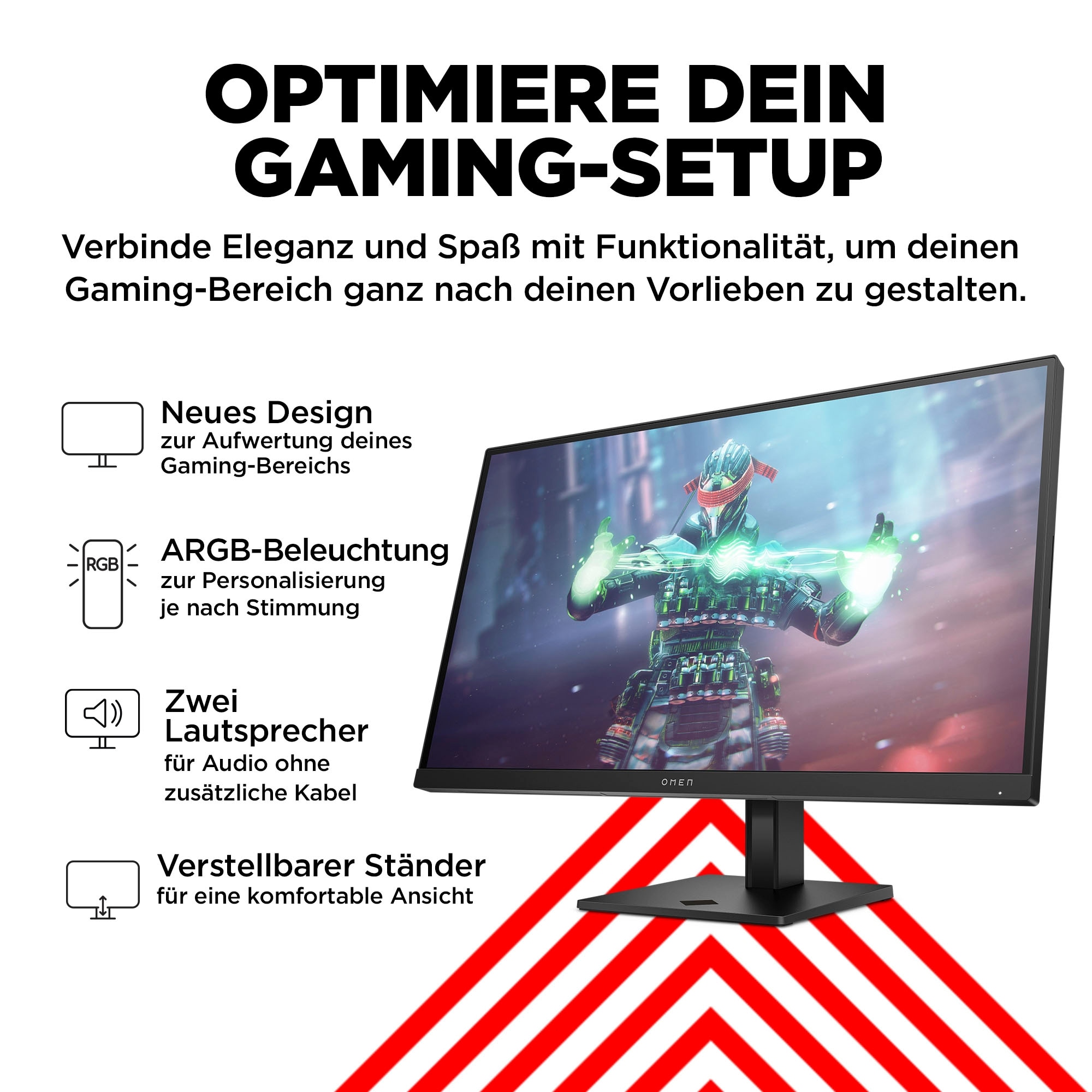 HP Gaming-Monitor »OMEN 27k (HSD-0162-A)«, 69 cm/27 Zoll, 3840 x 2160 px, 4K Ultra HD, 1 ms Reaktionszeit, 144 Hz