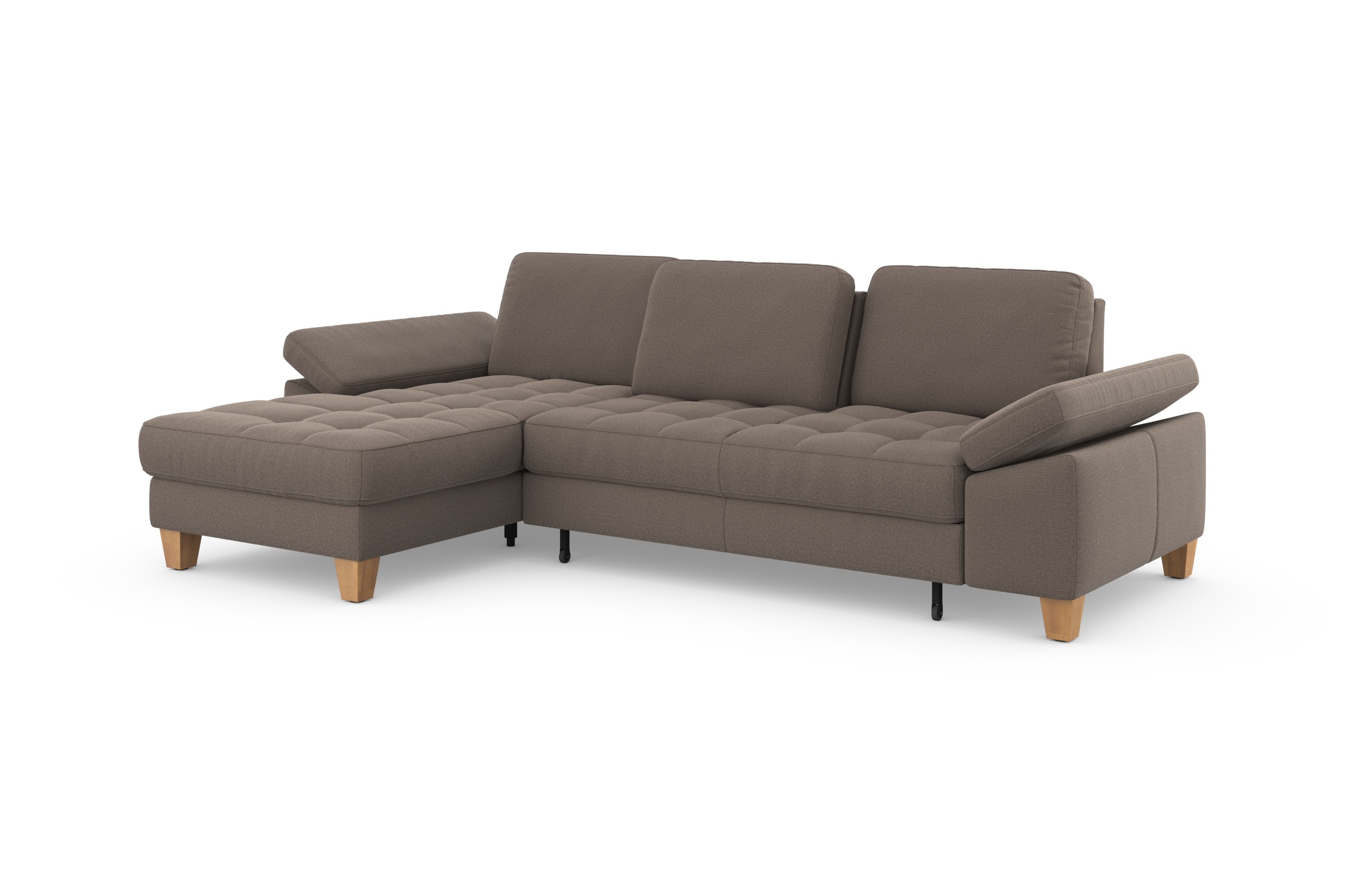 sit&more Ecksofa »Westham L-Form«, mit Recamiere, mit oder ohne Bettfunktion, Bettkasten, Füße Eiche