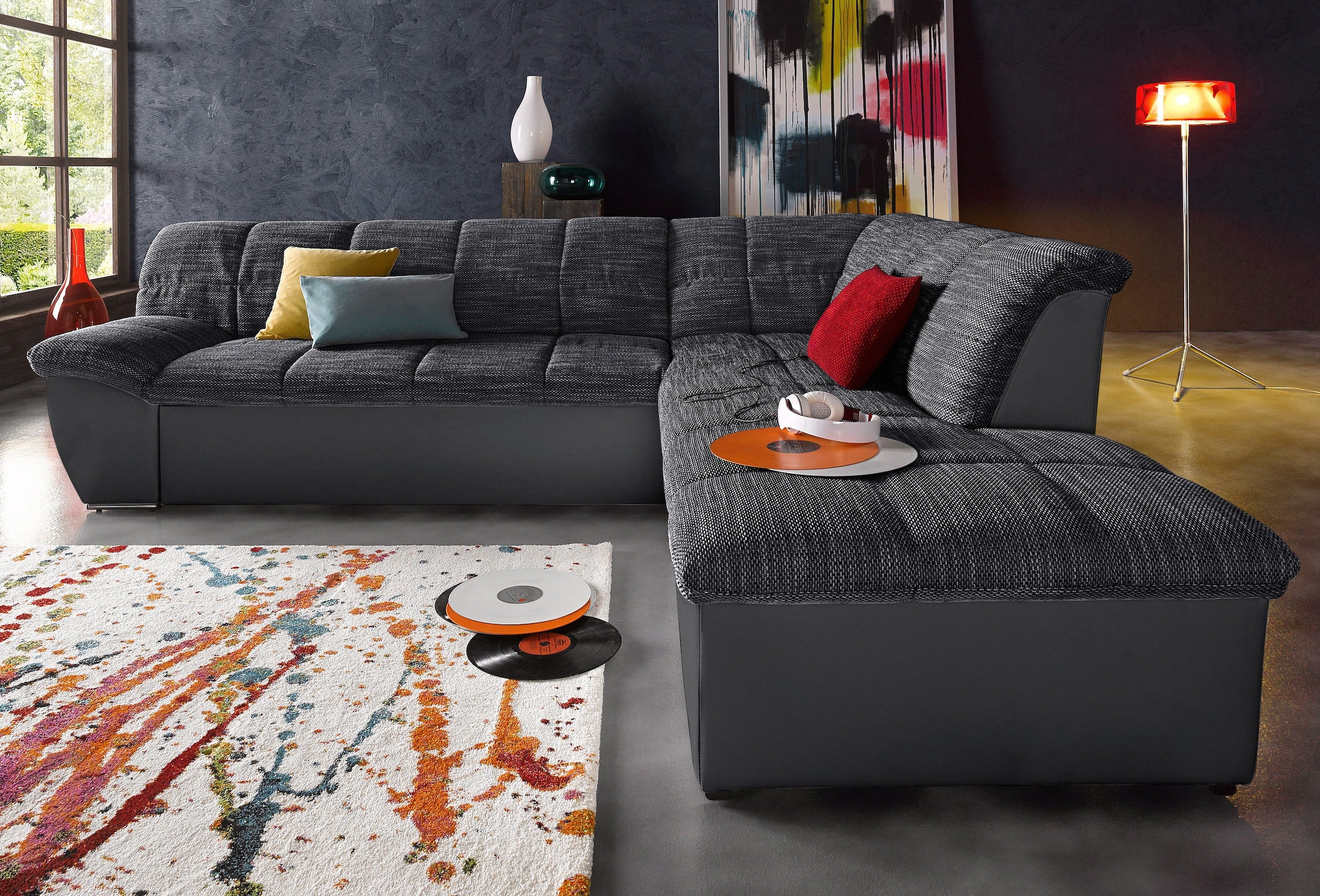 DOMO collection Ecksofa »Splash, aktuelle Sitz- und Rückensteppung, Materialmix, L-Form«, wahlweise mit Bettfunktion
