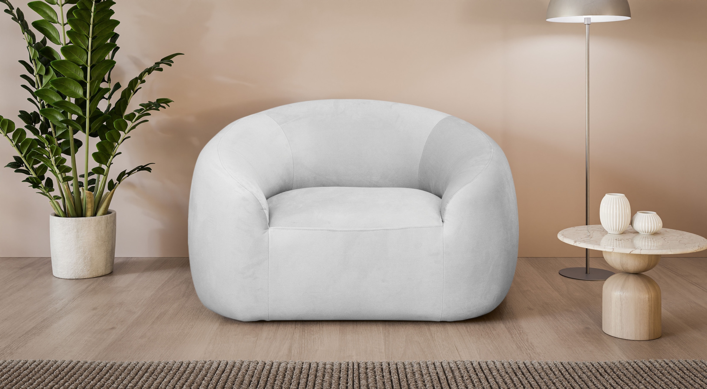 LeGer Home by Lena Gercke Sessel »YANI Relaxsessel, Loungesessel, Maße B/T/H: 127/96/76 cm«, organische Form, mit Wellenunterfederung, auch in Bouclé