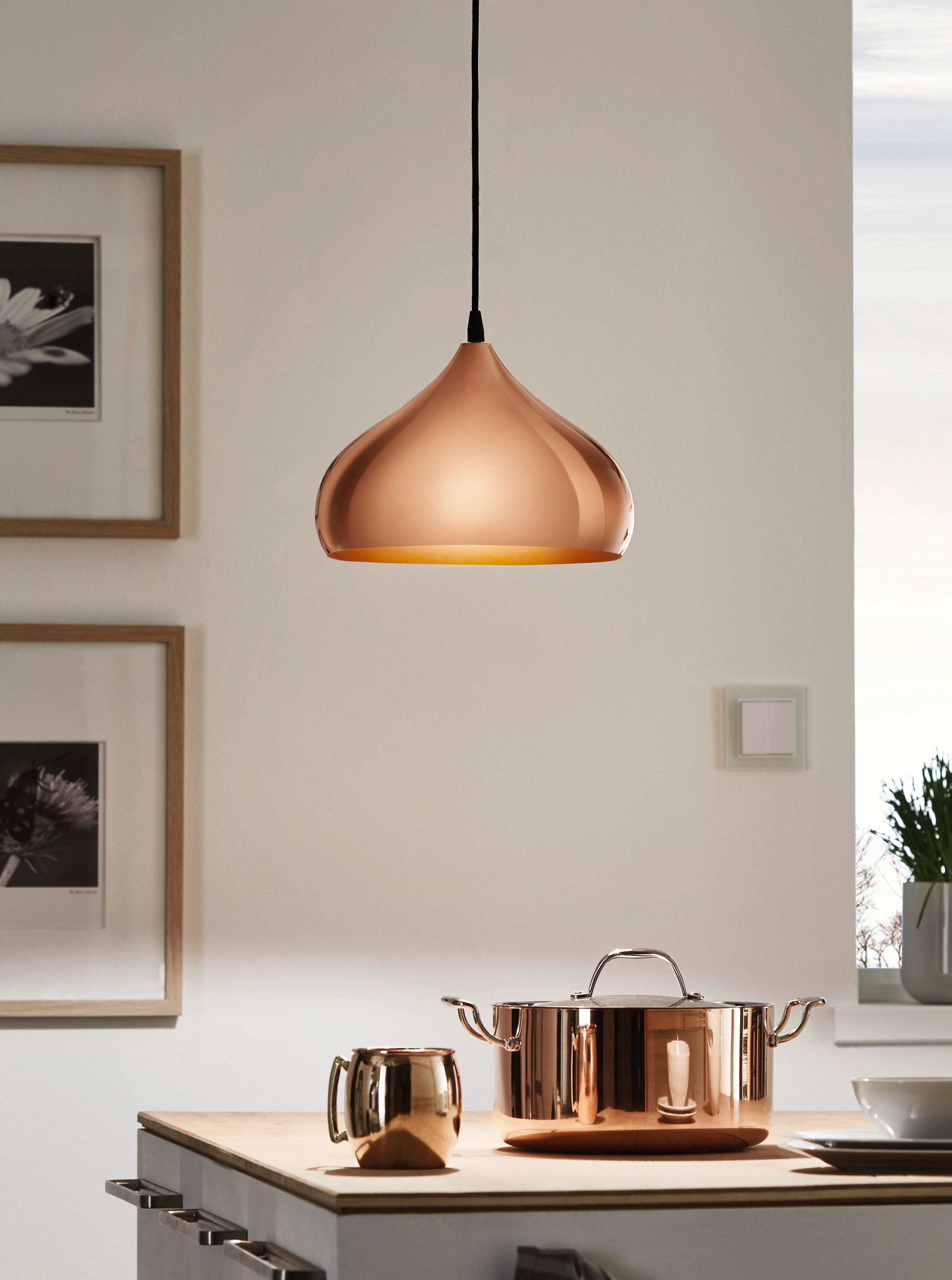 EGLO Hängeleuchte »HAPTON Pendellampe, E27, IP20, Stahl, Esszimmerlampe, Vintage, Lampe« E27 Pendelleuchte, Wohnzimmerlampe, H110 x Ø29 cm, kupfer, 1X60W exkl.