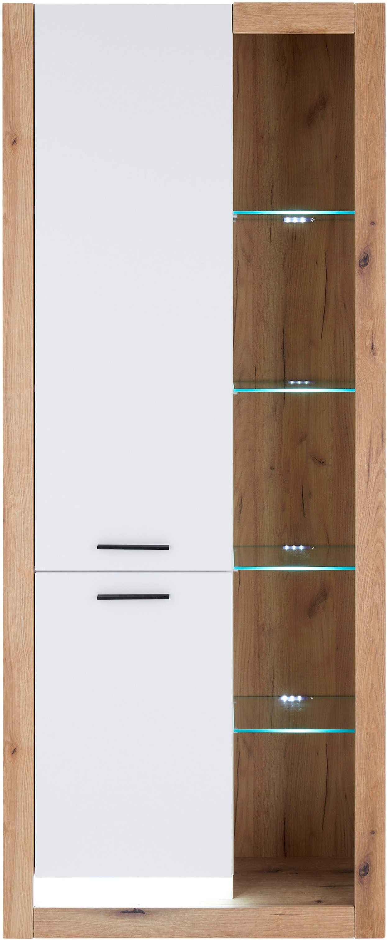 Home affaire Vitrine »Brixen, Vitrinenschrank in Eiche Dekor, moderne Standvitrine« Metallgriffe, ausreichend Stauraum, vielseitig einsetzbar, 80 cm breit