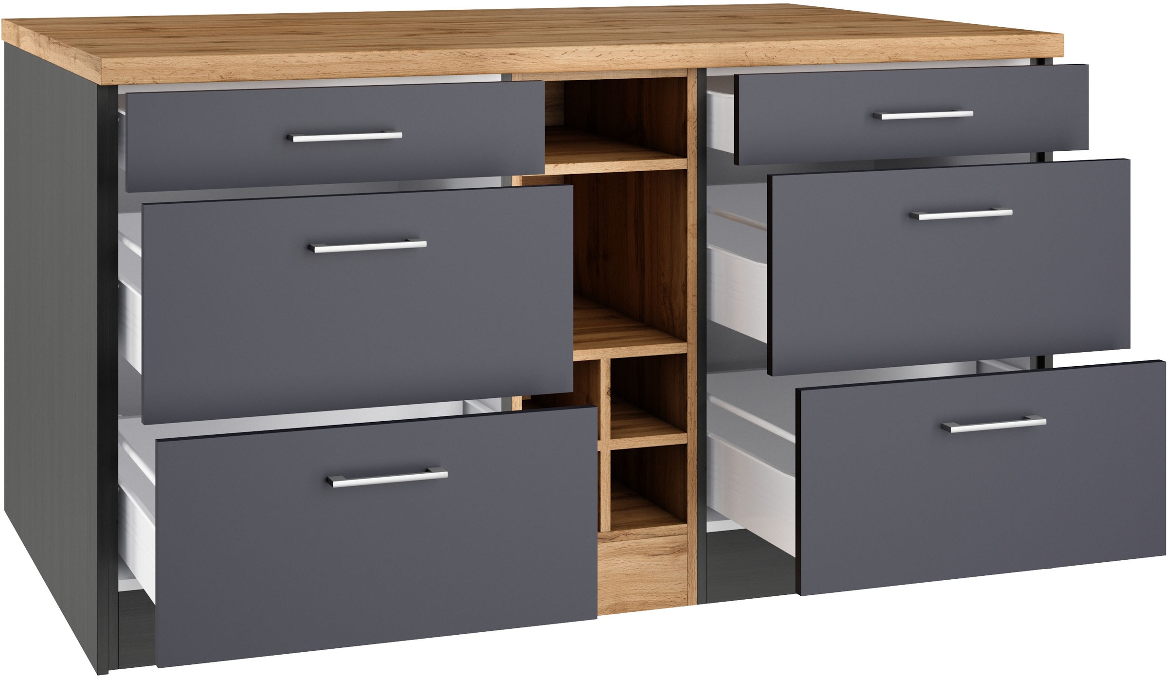 KOCHSTATION Kücheninsel »KS-Milan«, Stellmaß 153/100 cm, viel Stauraum, Lebensmittelpunkt: Küche