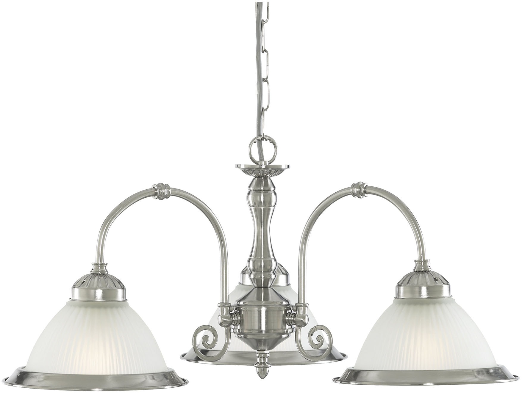 Searchlight Pendelleuchte »American Diner 3Lt Anhänger - Satin Silver Metal & Acid Glass« E27 1 Stk.