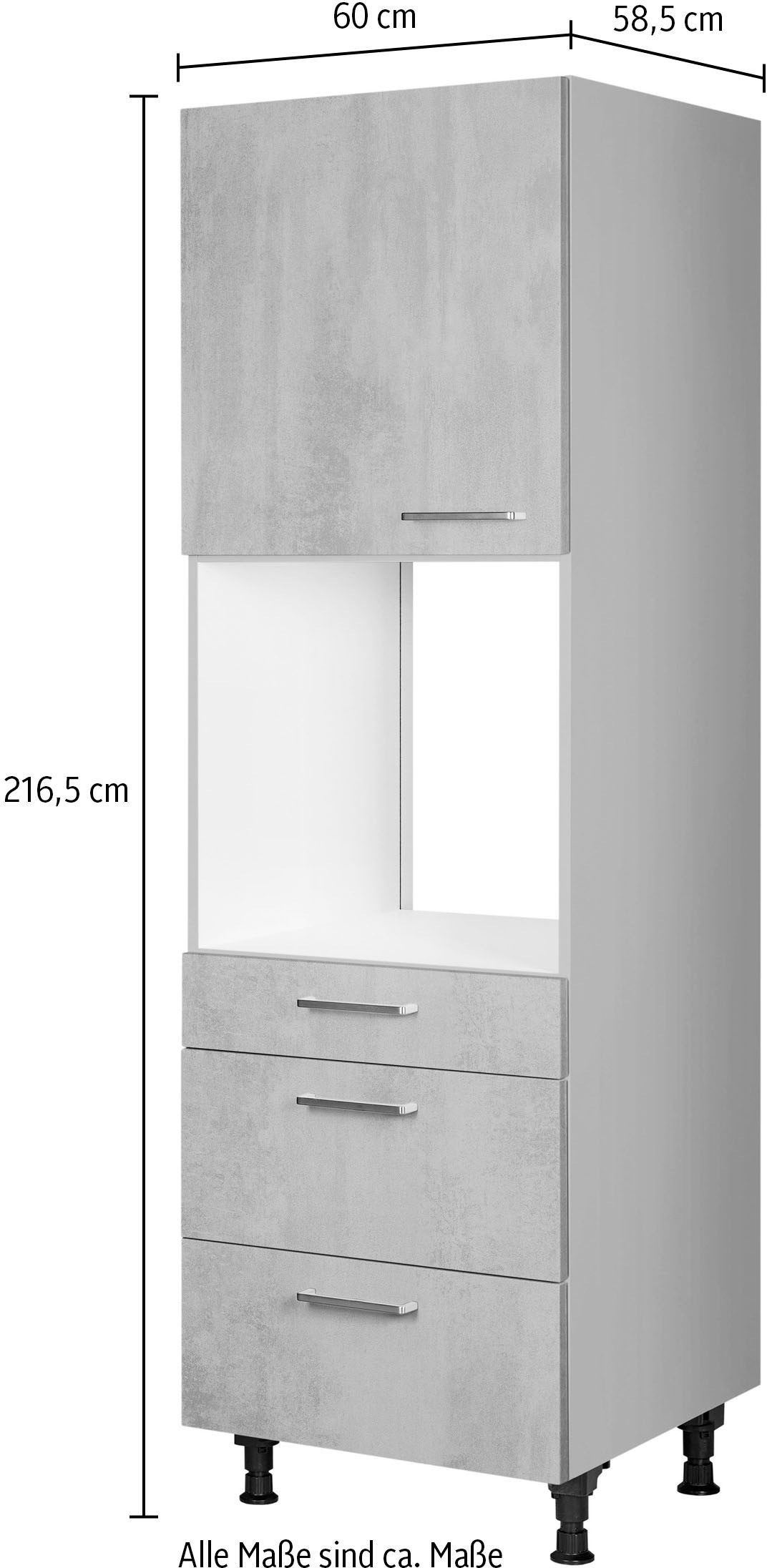 nobilia® Backofenumbauschrank »"Riva", Ausrichtung wählbar, mit Schublade und zwei Auszügen und«, einer Tür, vormontiert, Breite/Höhe: 60/216,6 cm