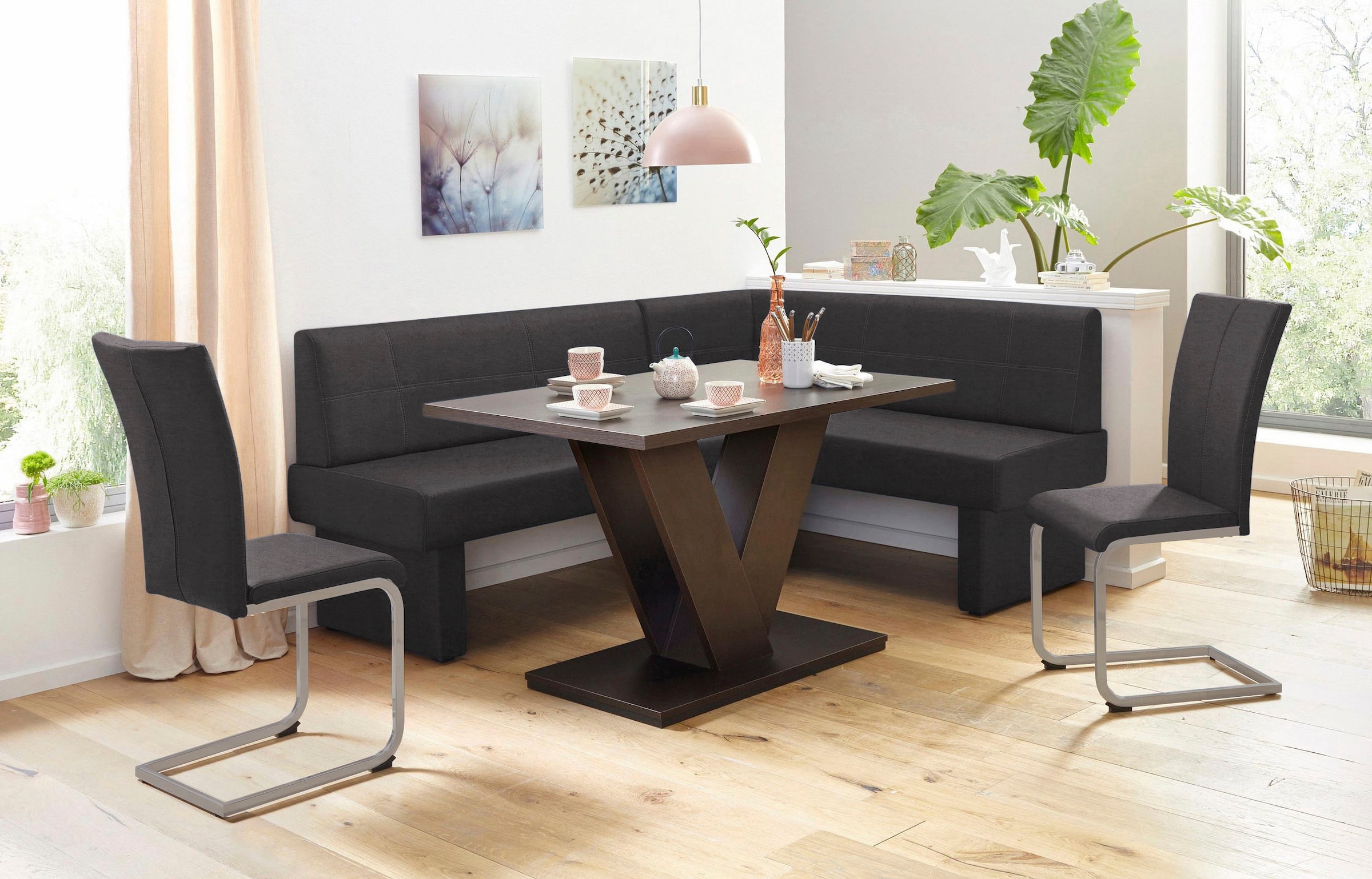Home affaire Freischwinger »Nils«, (Set), 2 St., Microfaser VINTAGE, Stuhl belastbar bis 120 Kg, Gestell Metall im Chrom-Look oder Schwarz