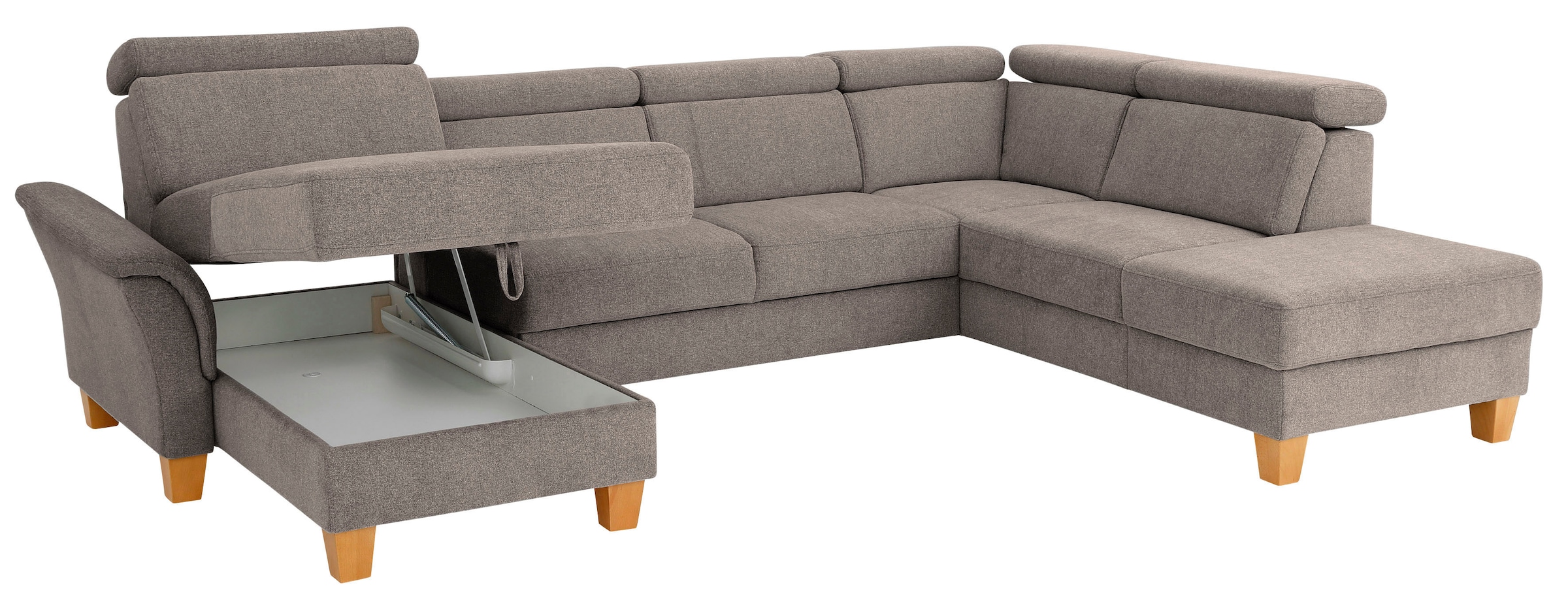 Home affaire Wohnlandschaft »Conville U-Form«, Kopfteilverstellung wahlweise mit Bettfunktion und Bettkasten