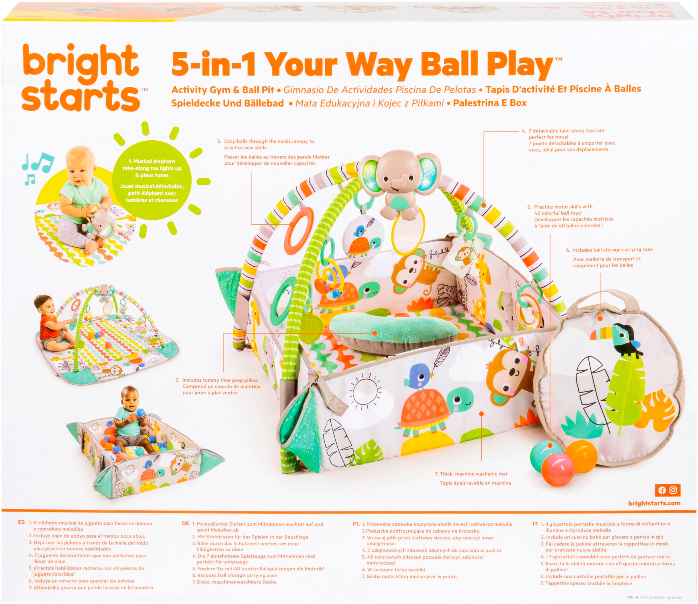 Bright Starts Spielbogen »5-in-1 Your Way Ball Play™ Activity Gym & Ball Pit - Totally Tropical™«, mit Licht und Sound