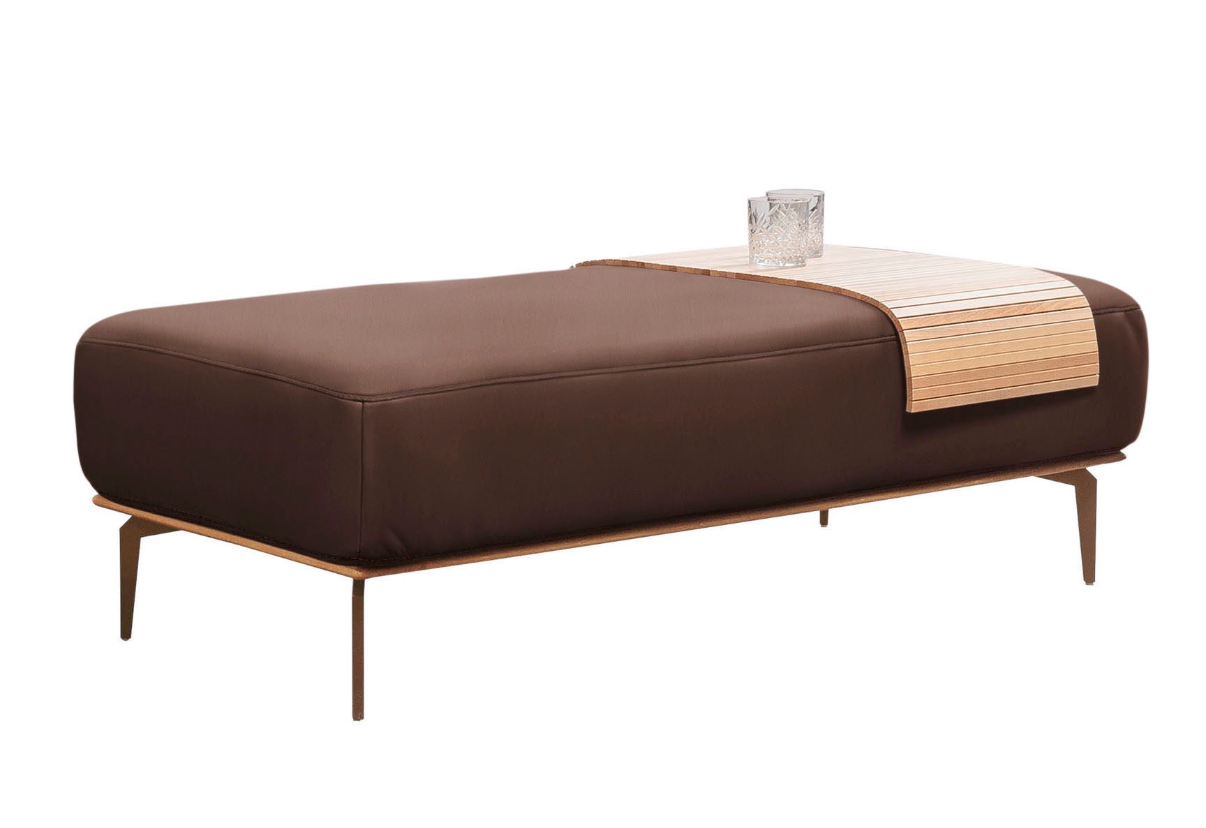 W.SCHILLIG Polsterhocker »run«, mit Holzsockel, Füße in Bronze pulverbeschichtet, Breite 150 cm