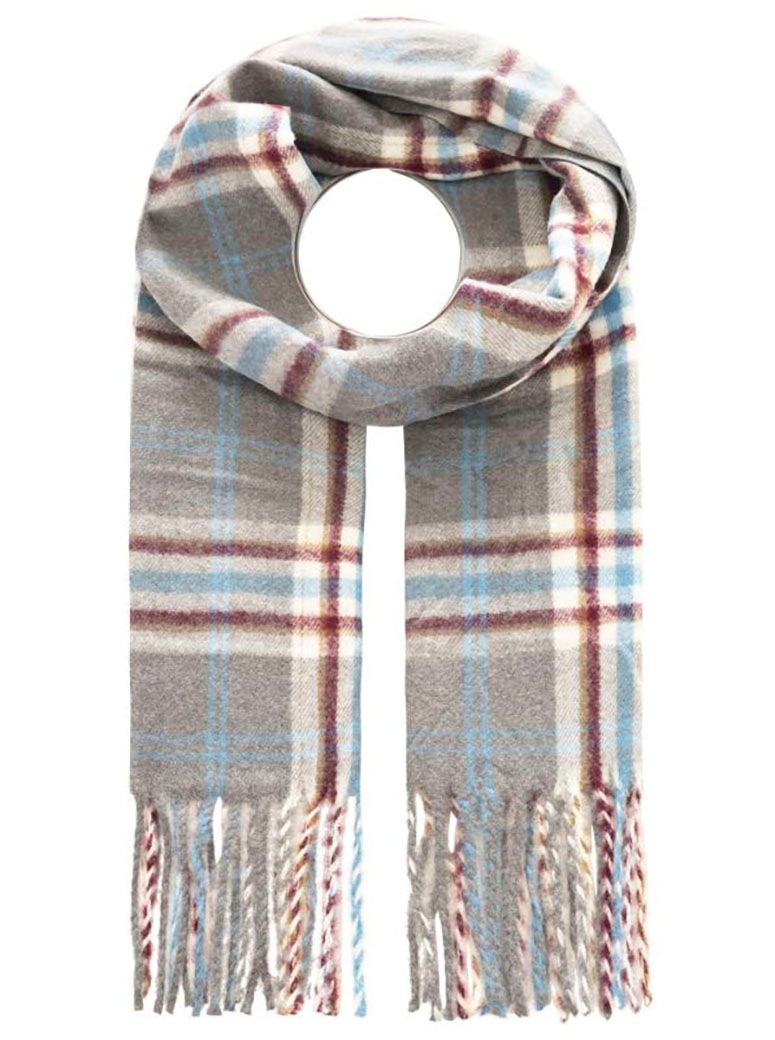 ZWILLINGSHERZ Schal »"Kariert"« mit Karo-Muster und Fransenabschlüssen Grau