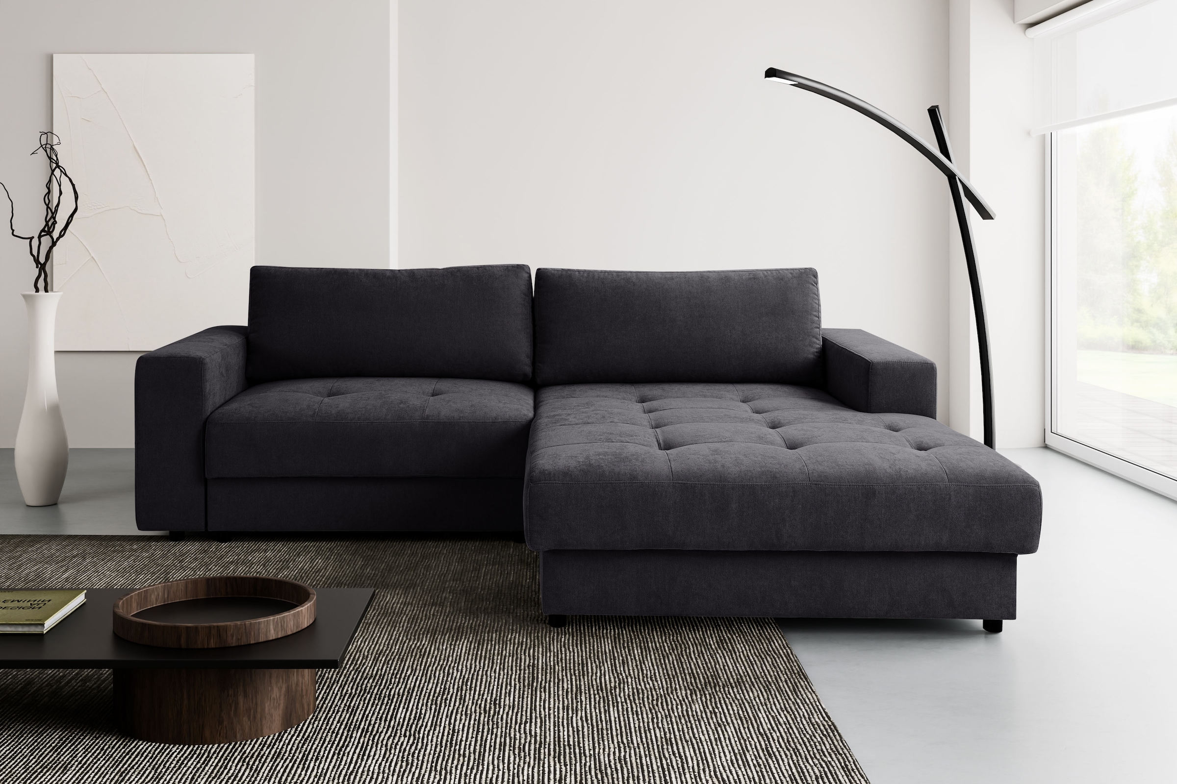 WERK2 Ecksofa »Indiana inkl. Bettfunktion & Bettkasten, bequem, Breite 270cm, L-Form« Moderne, elegante Polsterecke, Komfortpolsterung und losen Kissen.